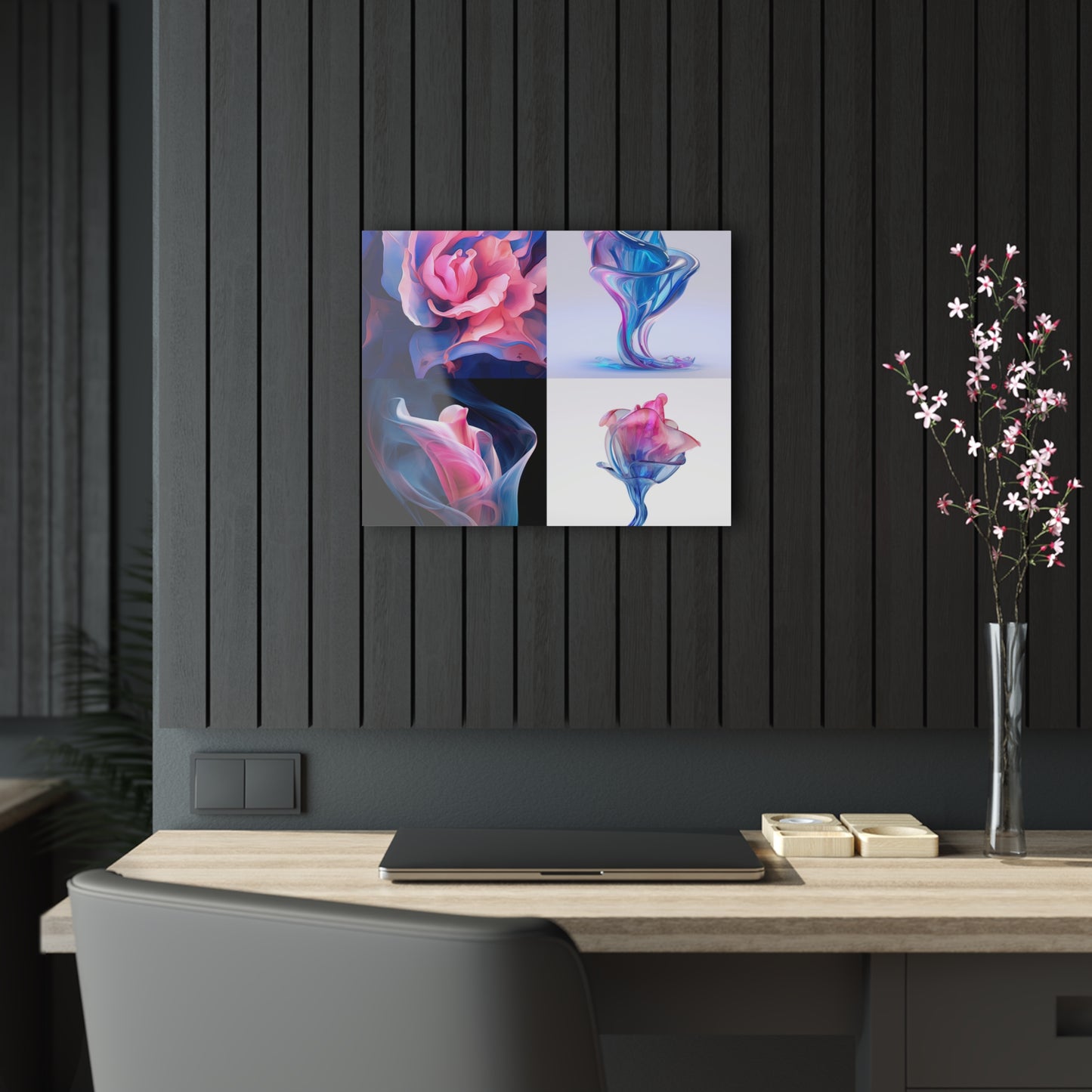 Acrylic Prints Pink & Blue Tulip Rose 5