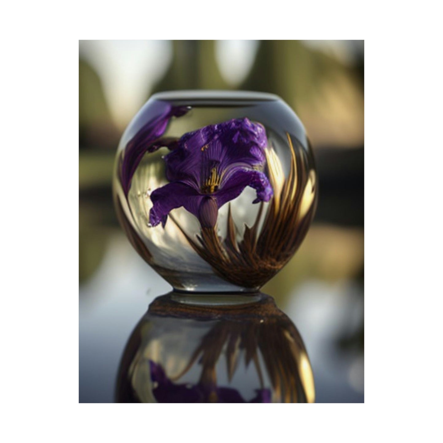 Premium Matte Vertical Posters Purple Iris in a vase 2