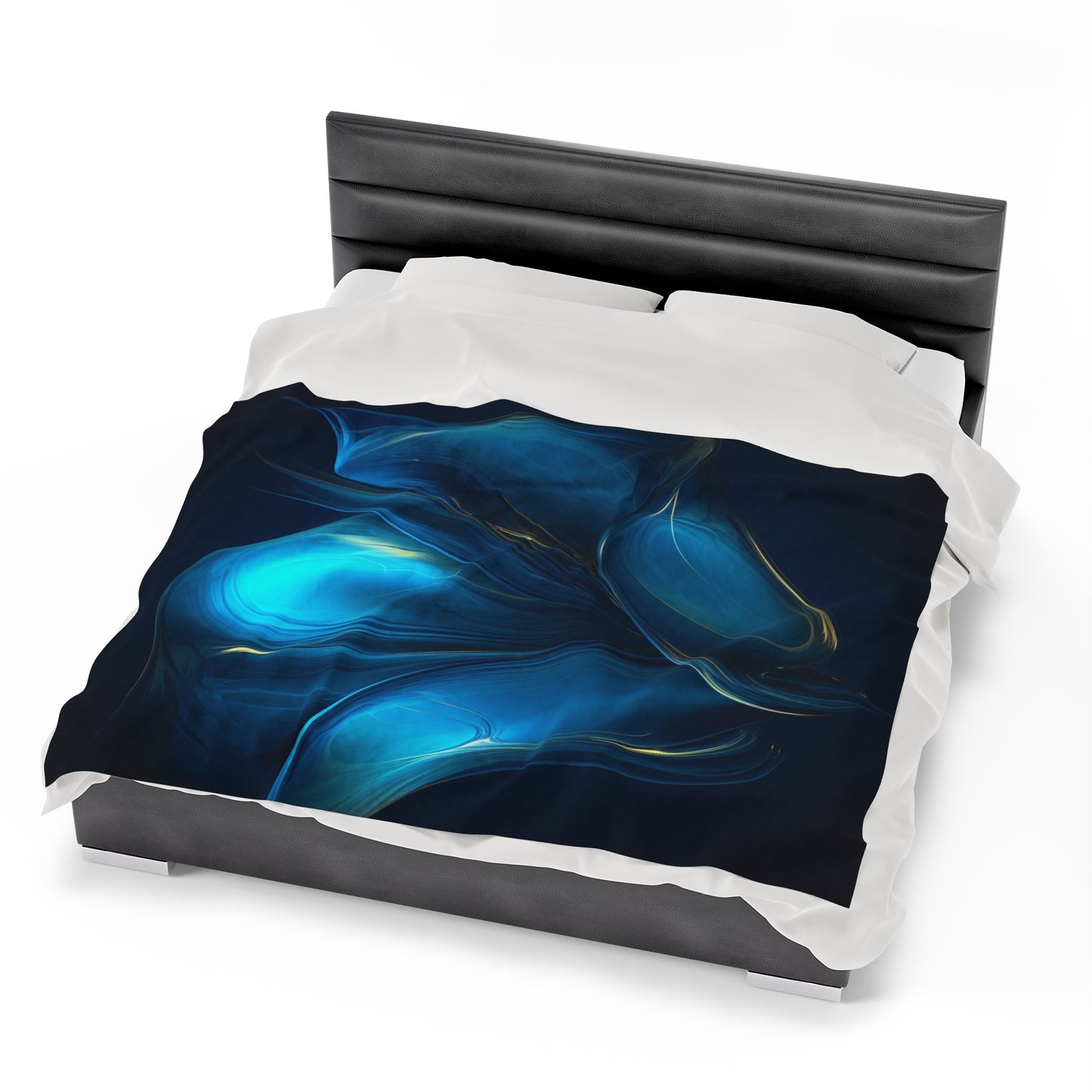 Velveteen Plush Blanket Abstract Blue Tulip 2