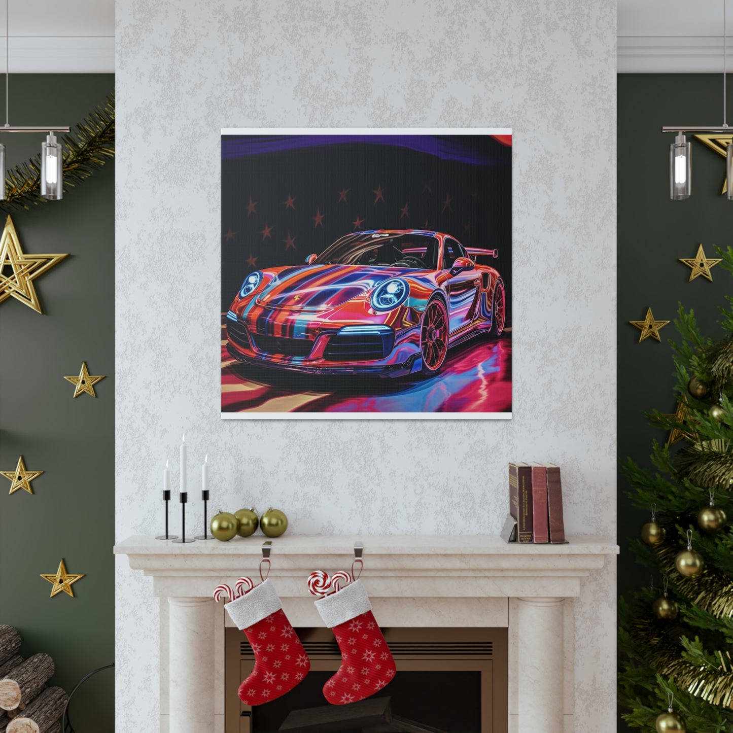 Canvas Gallery Wraps American Flag Colored Porsche 1