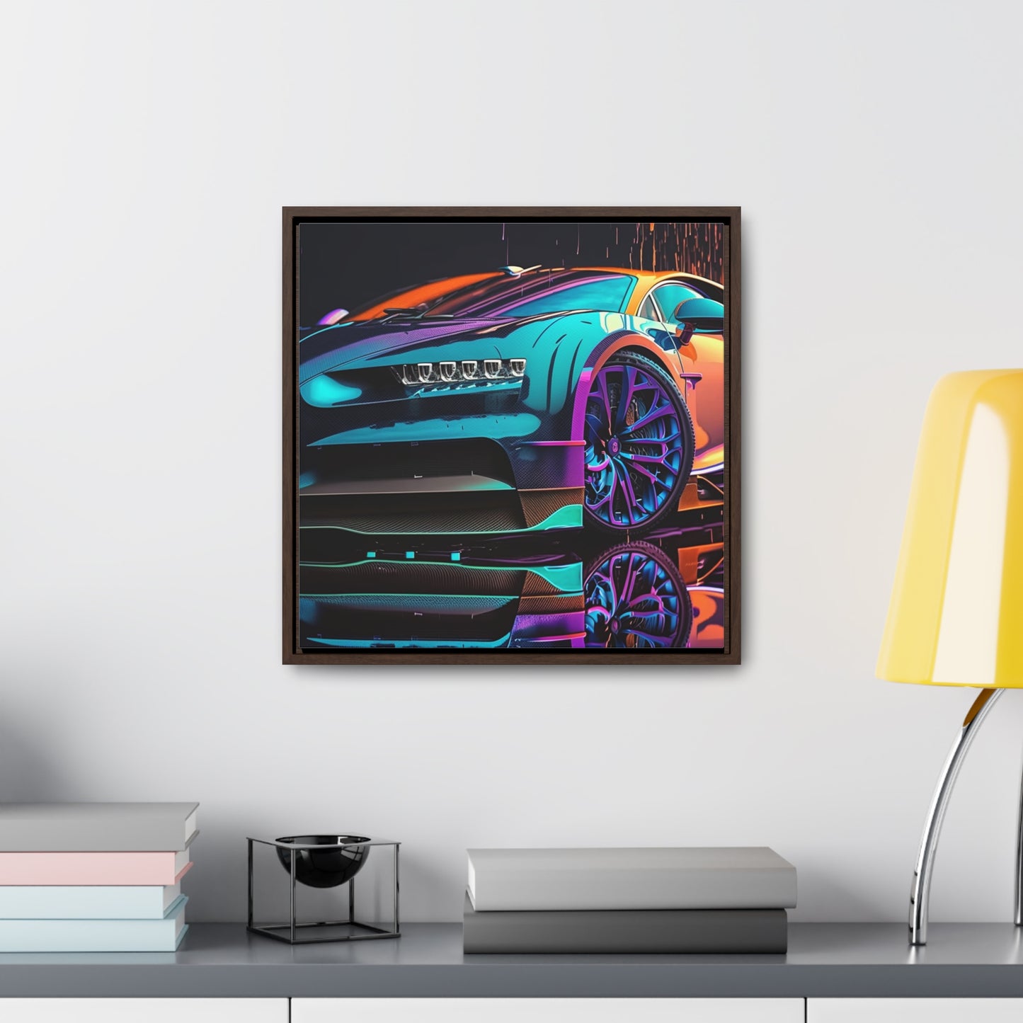Gallery Canvas Wraps, Square Frame Bugatti Neon Chiron 1