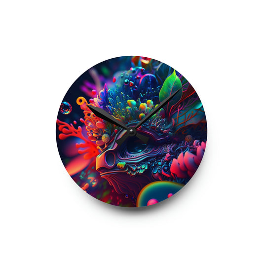 Acrylic Wall Clock Florescent Skull Death 2