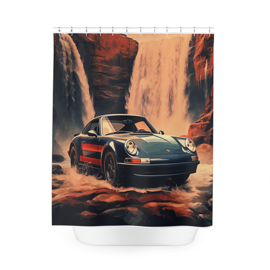 Polyester Shower Curtain American Flag Porsche Abstract 3