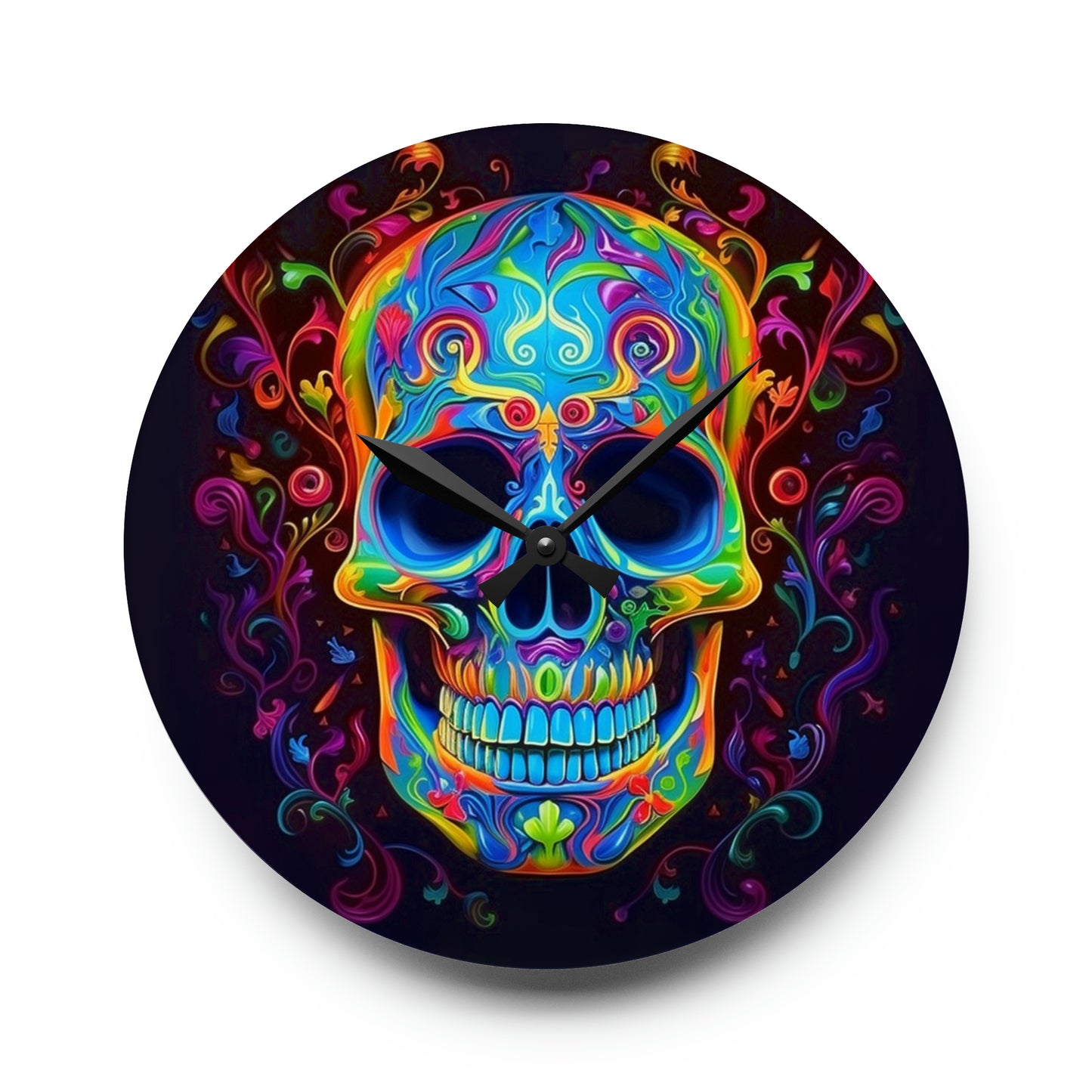 Acrylic Wall Clock Macro Skull Color 4