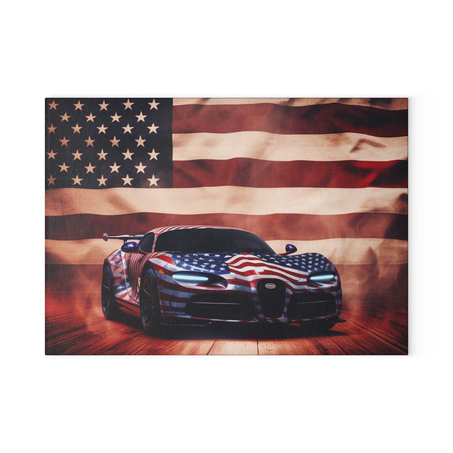 Glass Cutting Board Abstract American Flag Background Bugatti 2