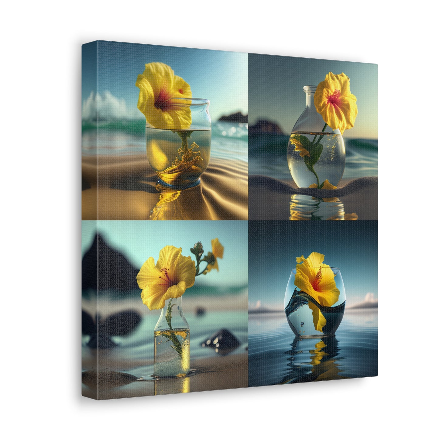 Canvas Gallery Wraps Yellow Hibiscus glass 5