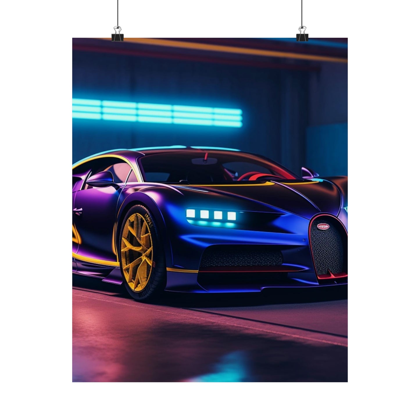 Premium Matte Vertical Posters Hyper Bugatti Neon Chiron 4