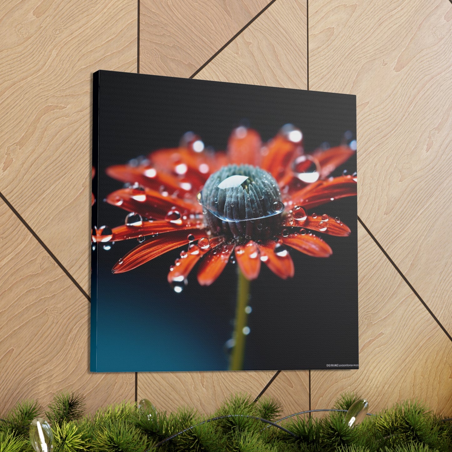 Canvas Gallery Wraps Water drop Macro Flower 1