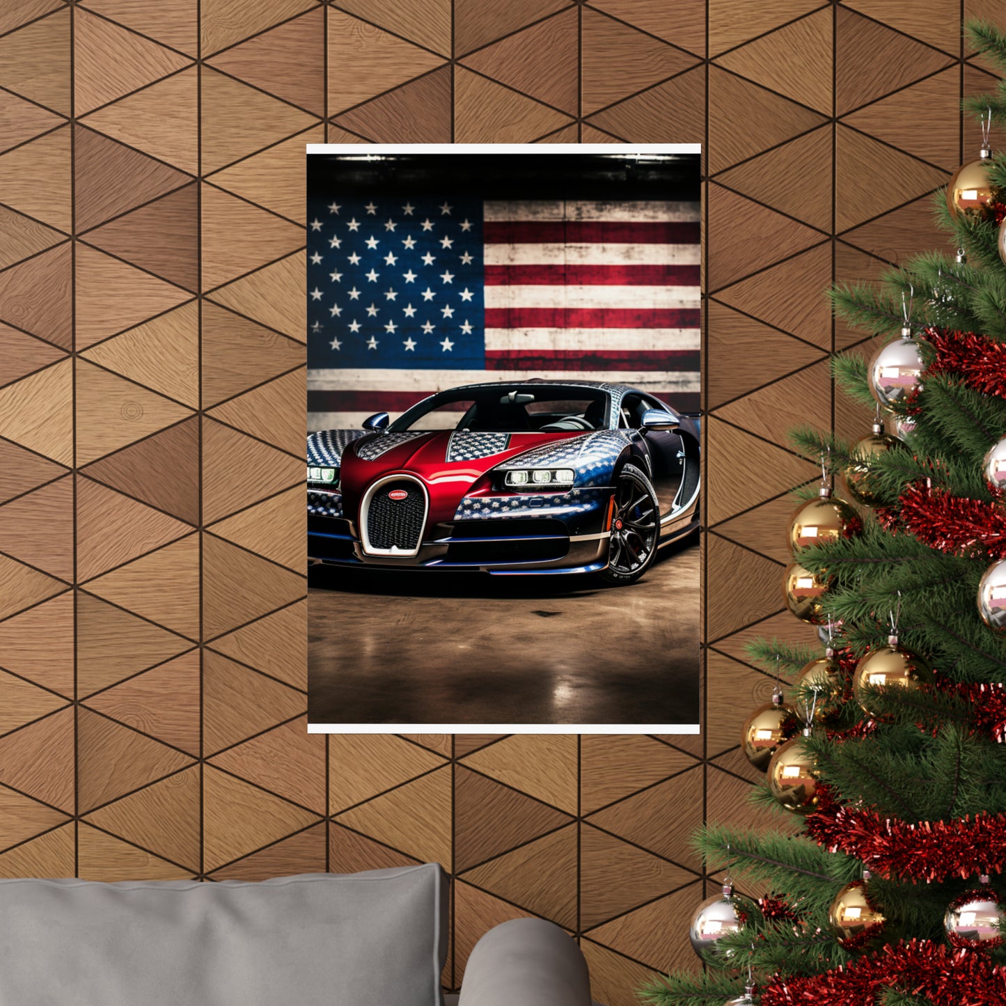 Premium Matte Vertical Posters Bugatti American Flag 1