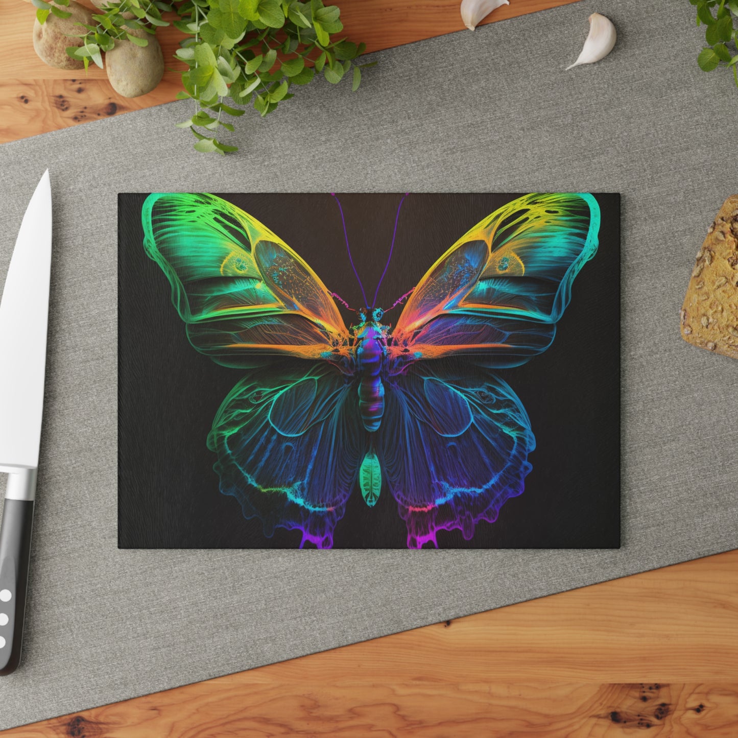 Glass Cutting Board Raw Hyper Color Butterfly 3