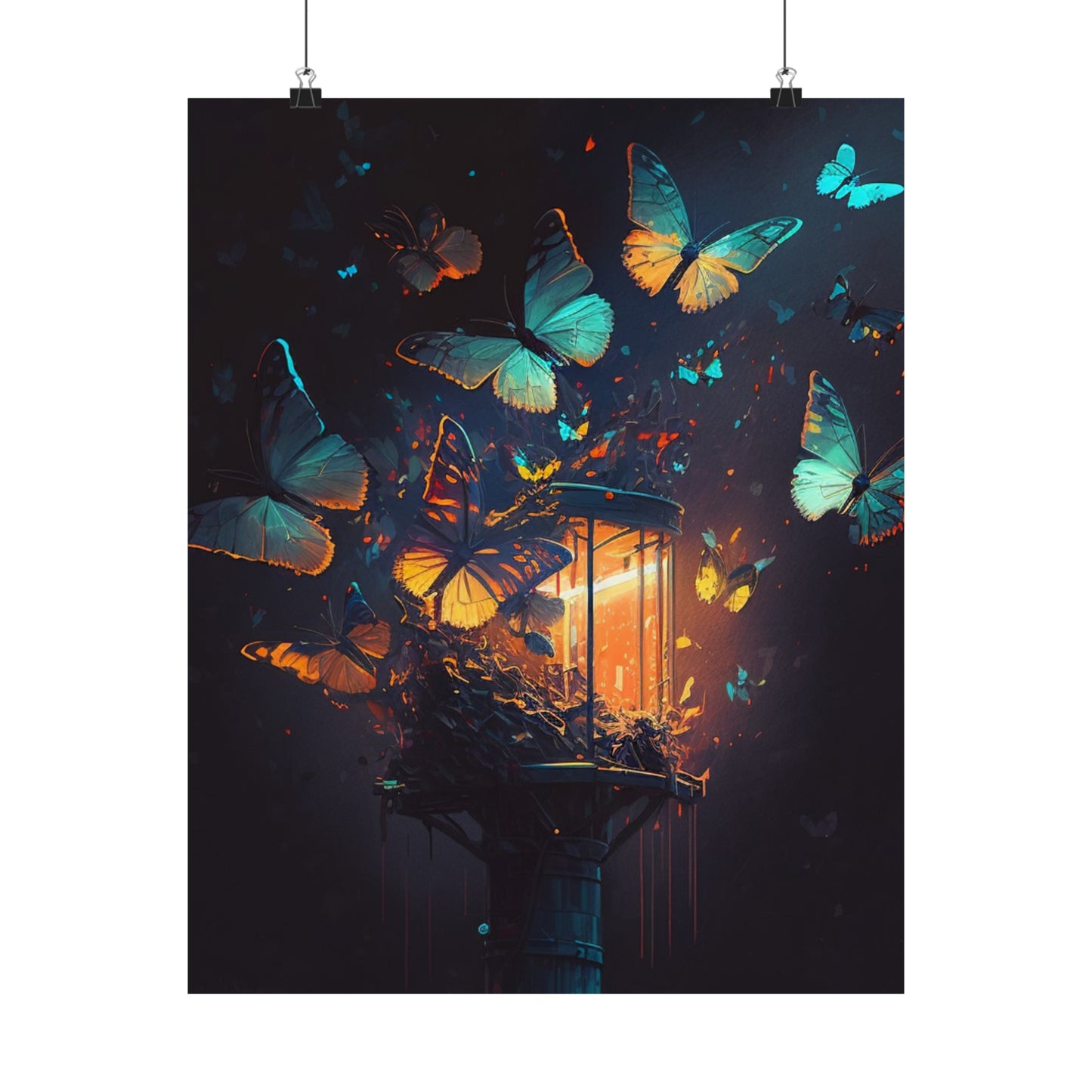 Premium Matte Vertical Posters Street Light Butterfly 1