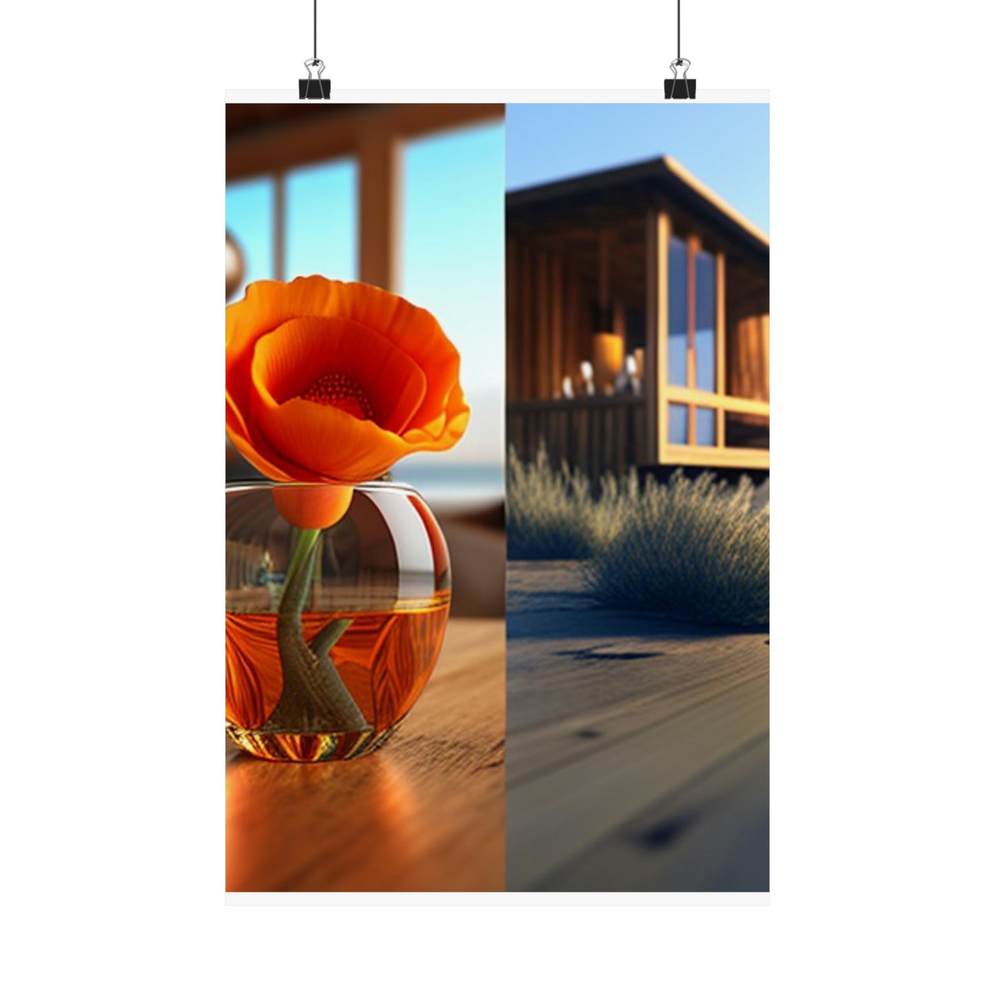 Premium Matte Vertical Posters Poppy in a Glass Vase 3