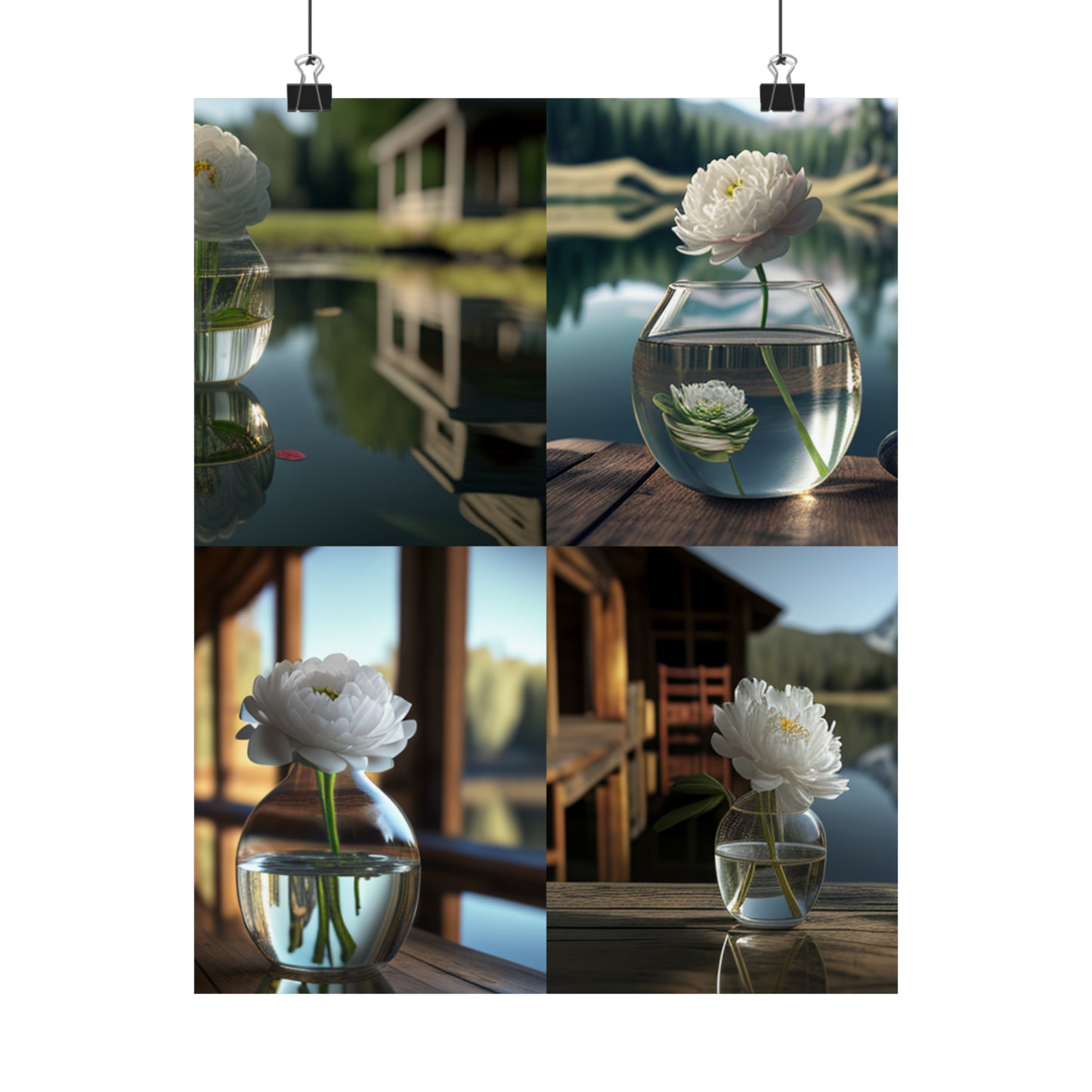 Premium Matte Vertical Posters White Peony glass vase 5