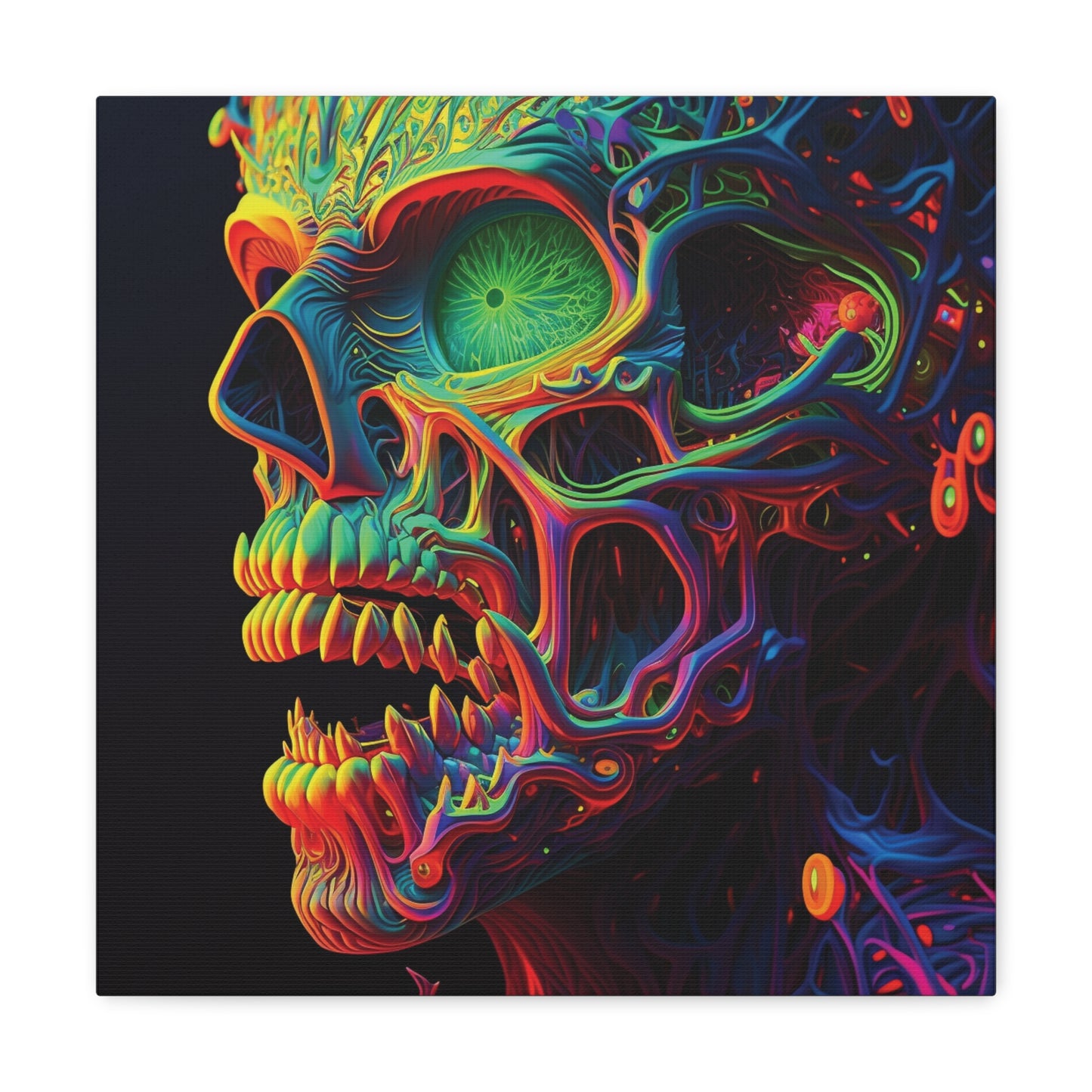 Canvas Gallery Wraps Florescent Skull Death 1