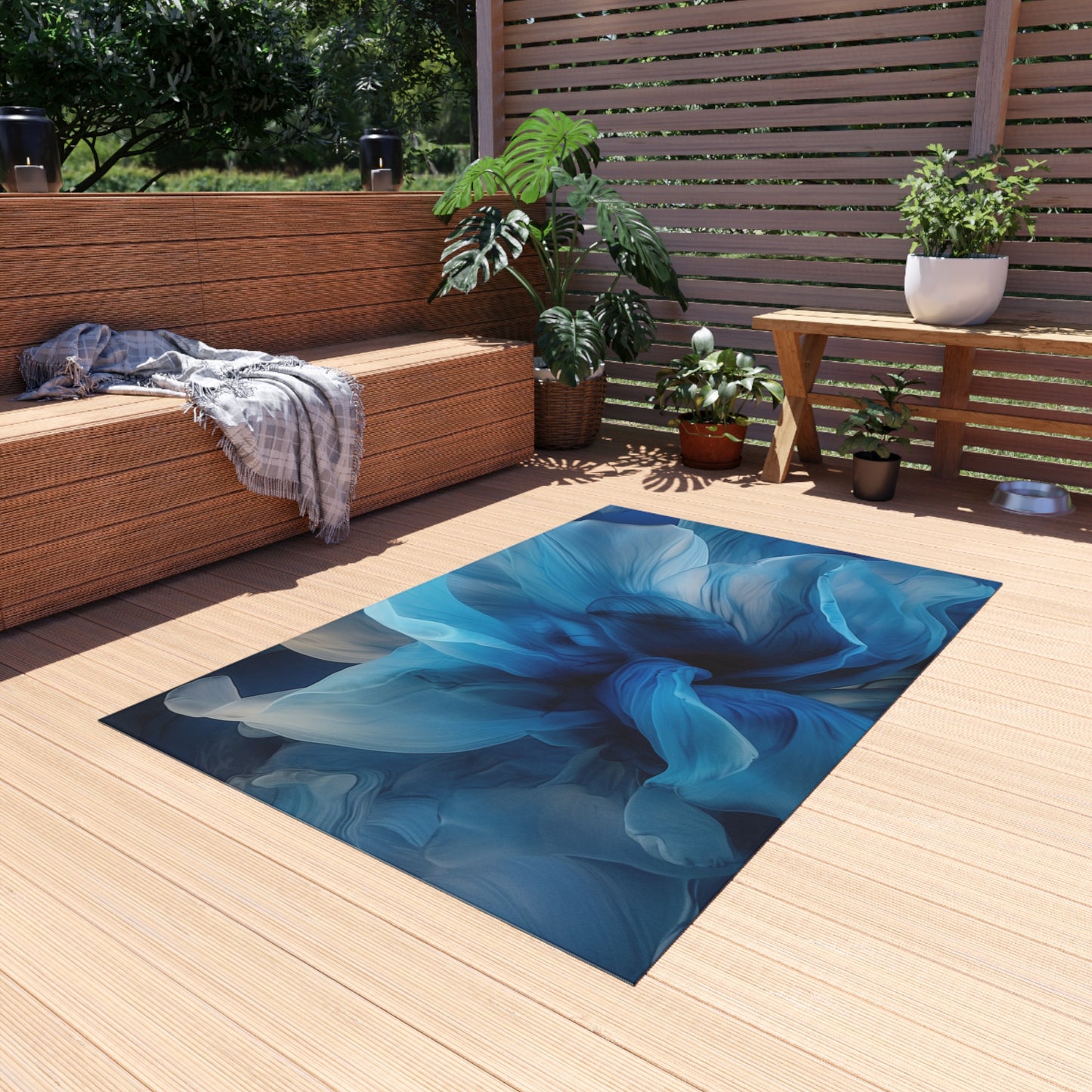 Outdoor Rug  Blue Tluip Abstract 2
