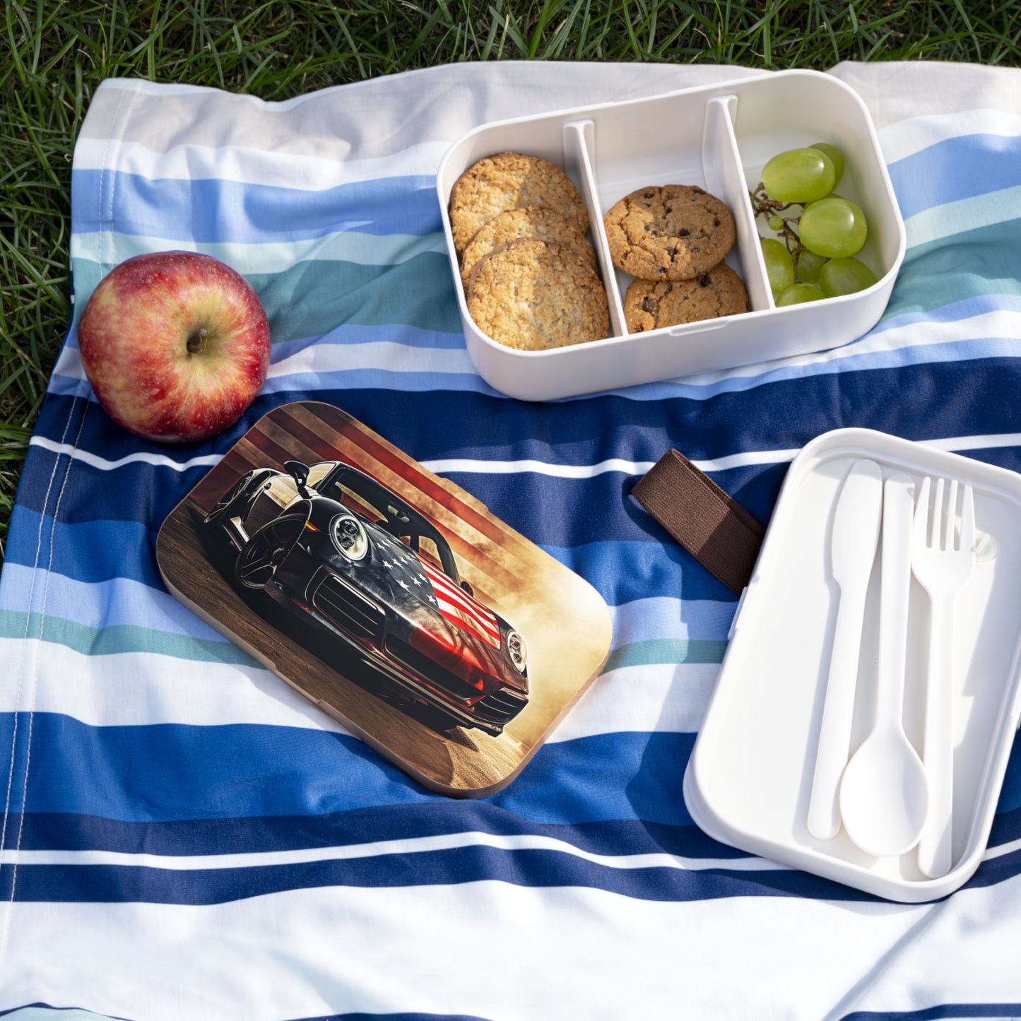 Bento Lunch Box Abstract American Flag Background Porsche 1