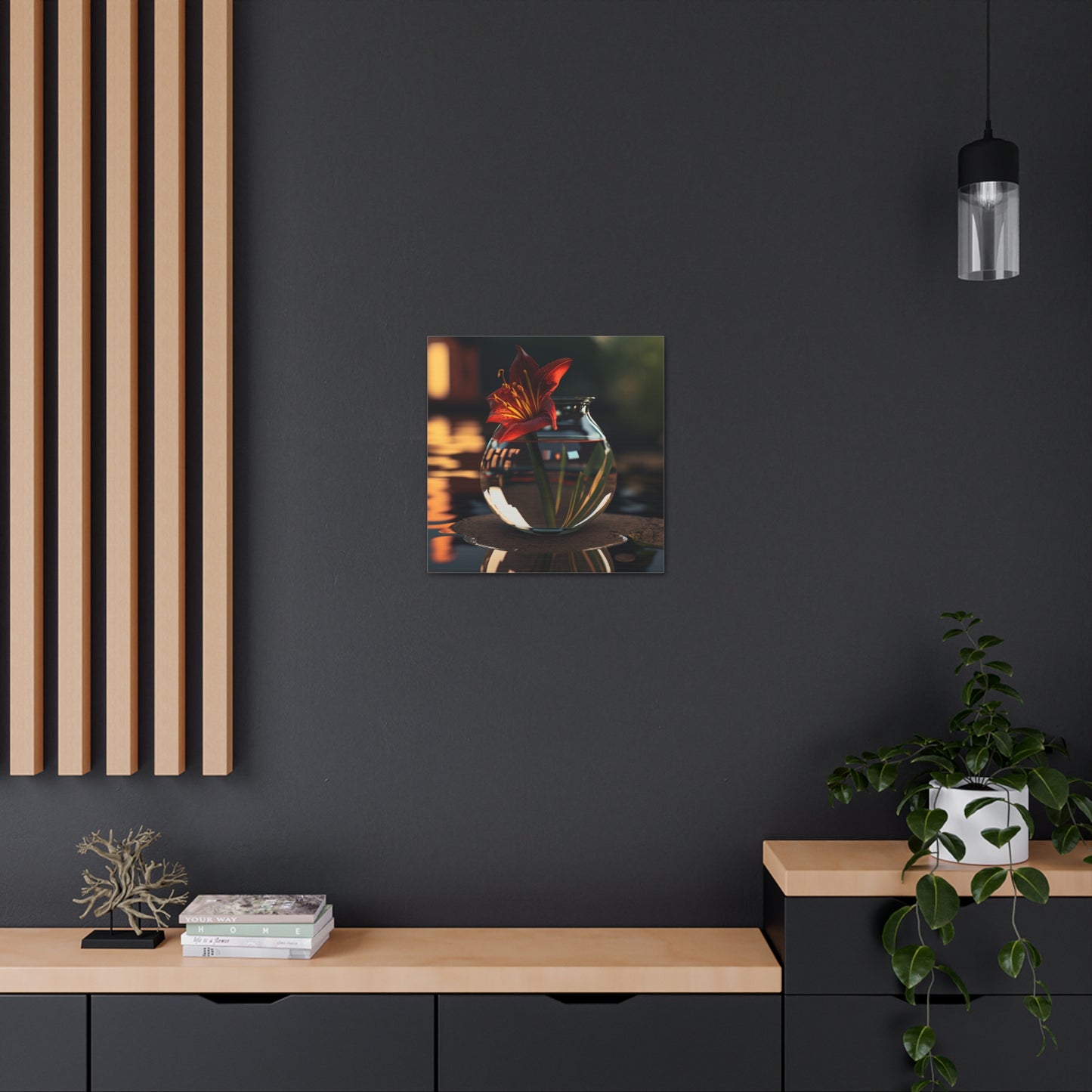 Canvas Gallery Wraps Red Lily in a Glass vase 2