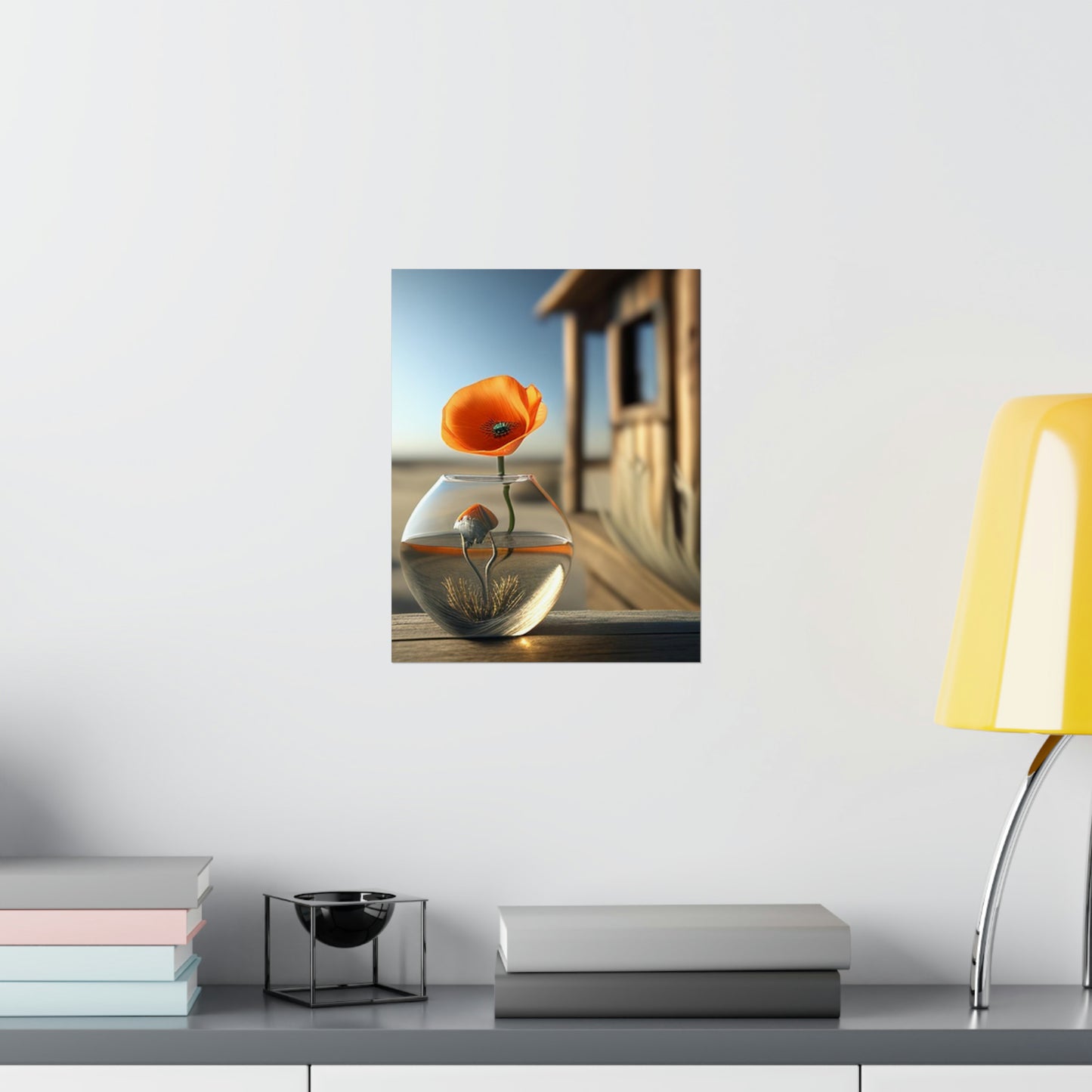 Premium Matte Vertical Posters Orange Poppy in a Vase 1