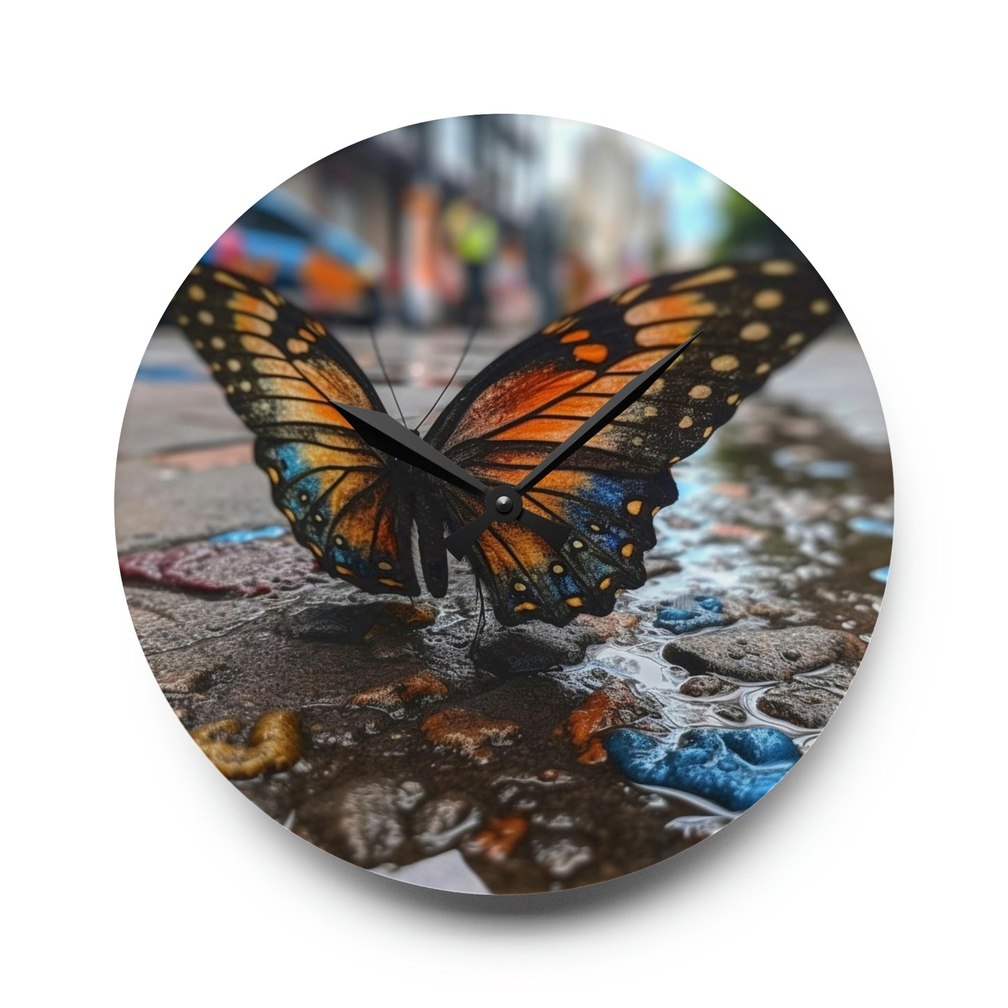 Acrylic Wall Clock Water Butterfly Street 4