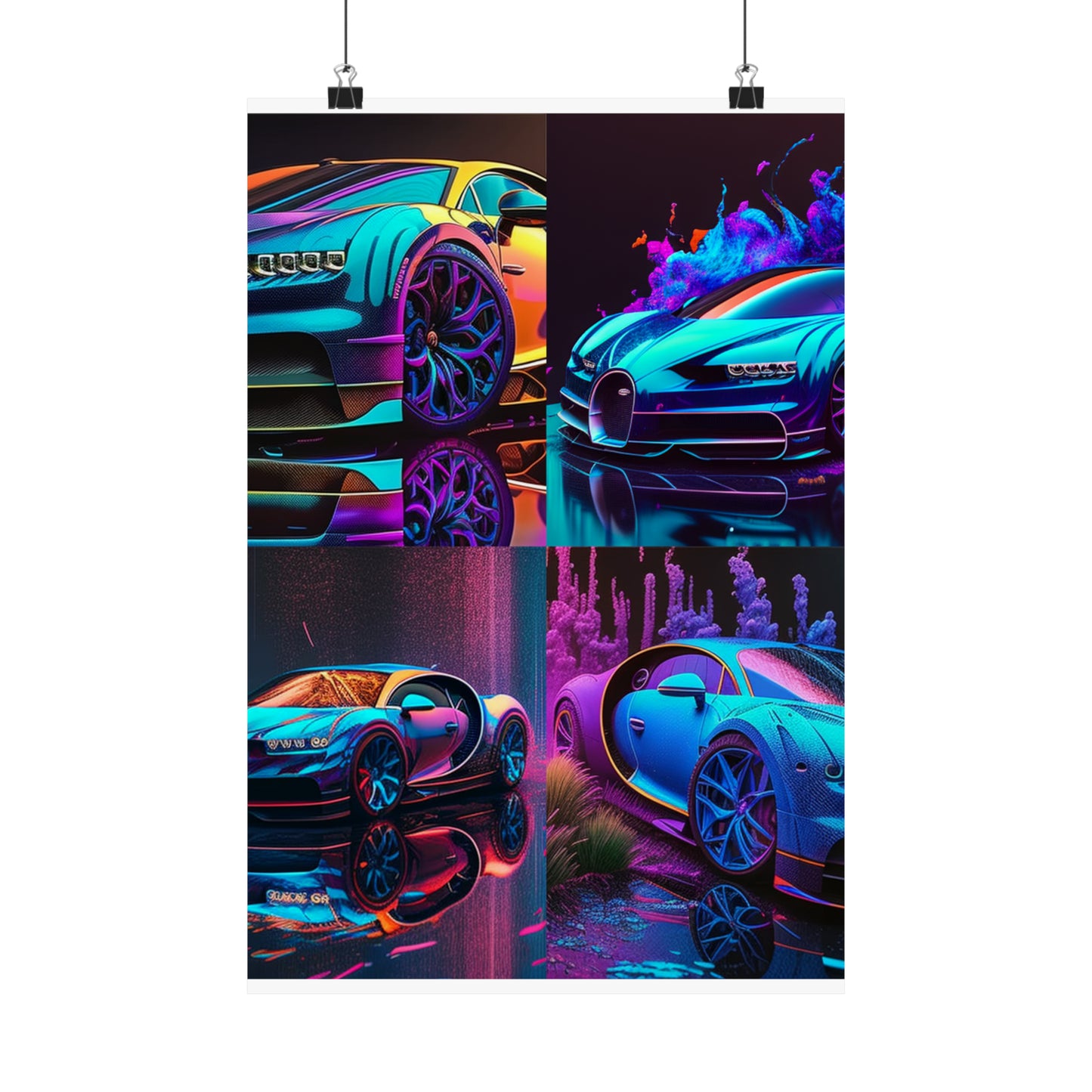 Premium Matte Vertical Posters Bugatti Neon Chiron 5