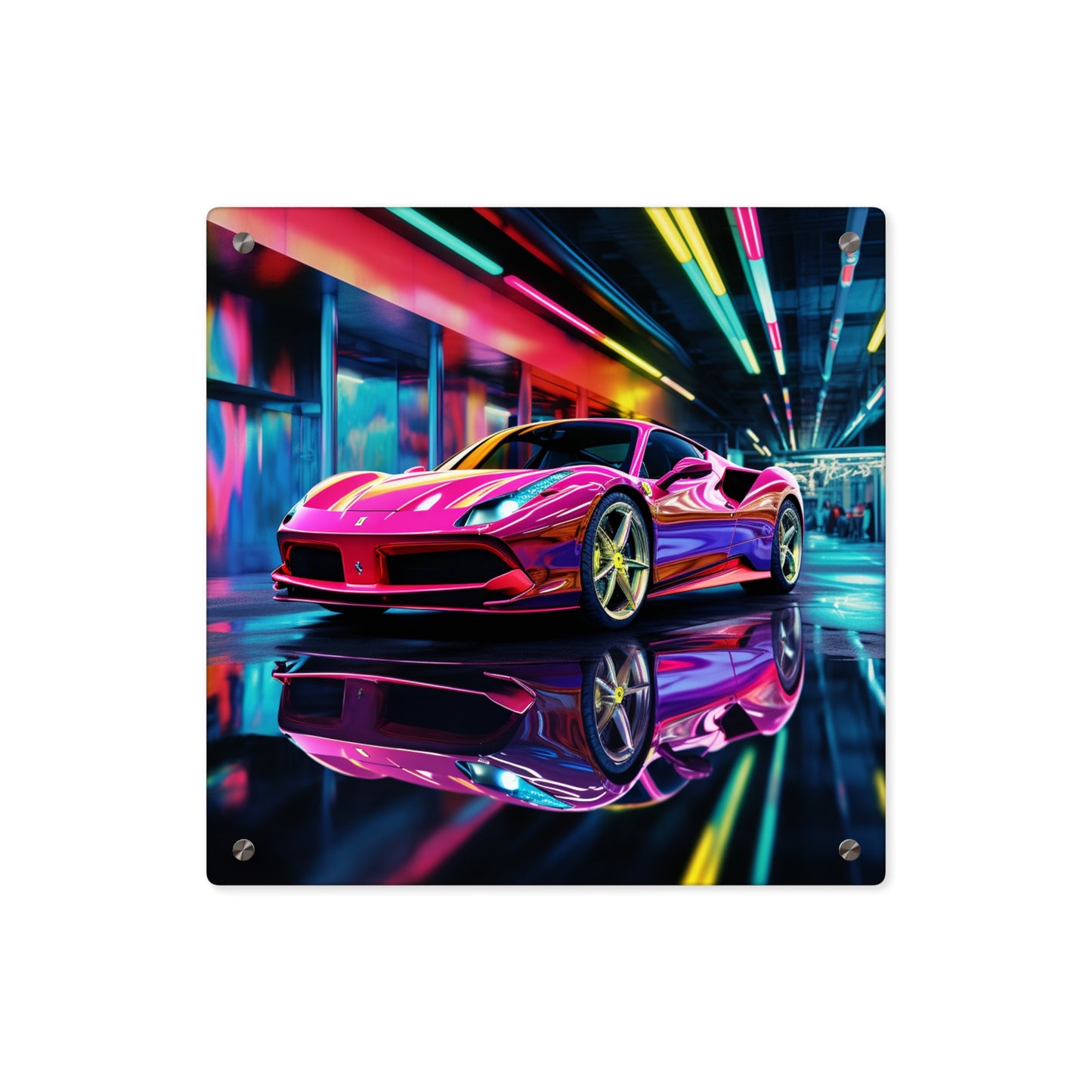 Acrylic Wall Art Panels Pink Macro Ferrari 4