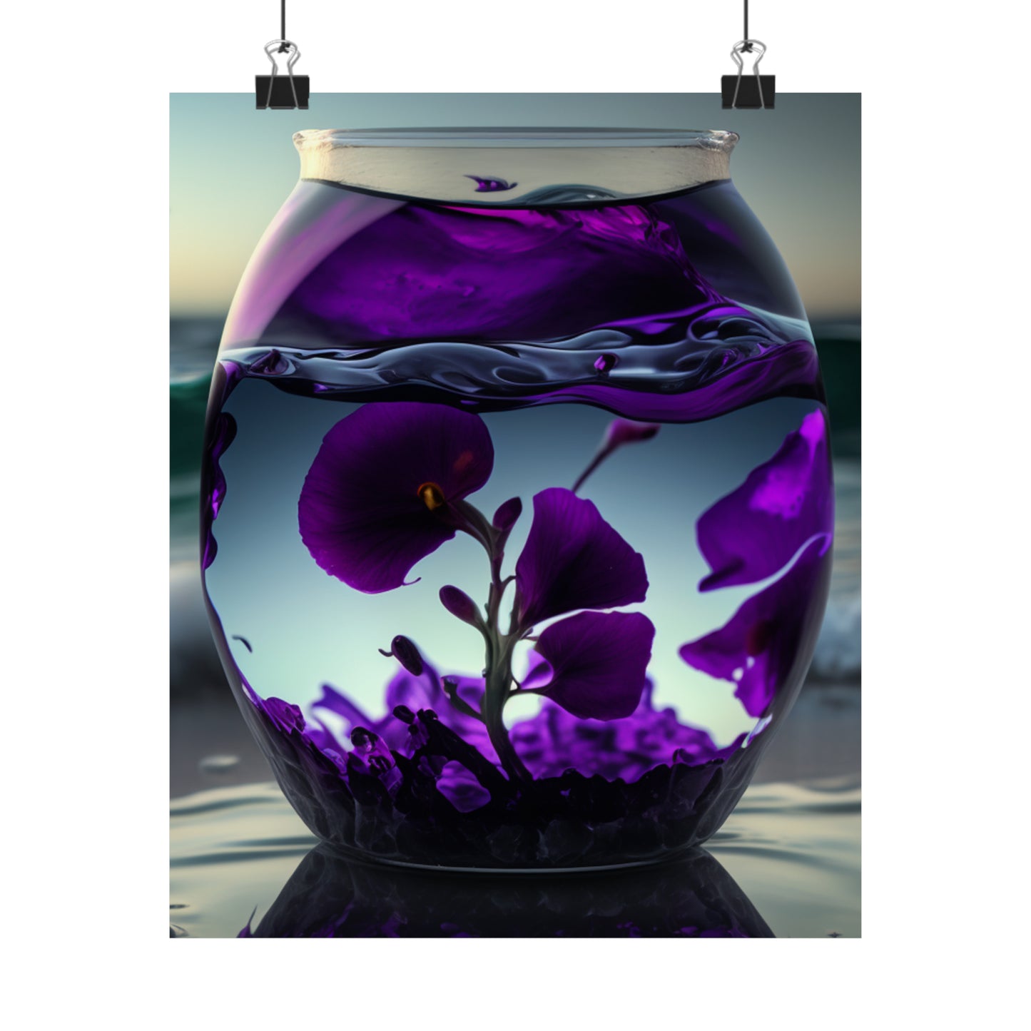 Premium Matte Vertical Posters Purple Sweet pea in a vase 4