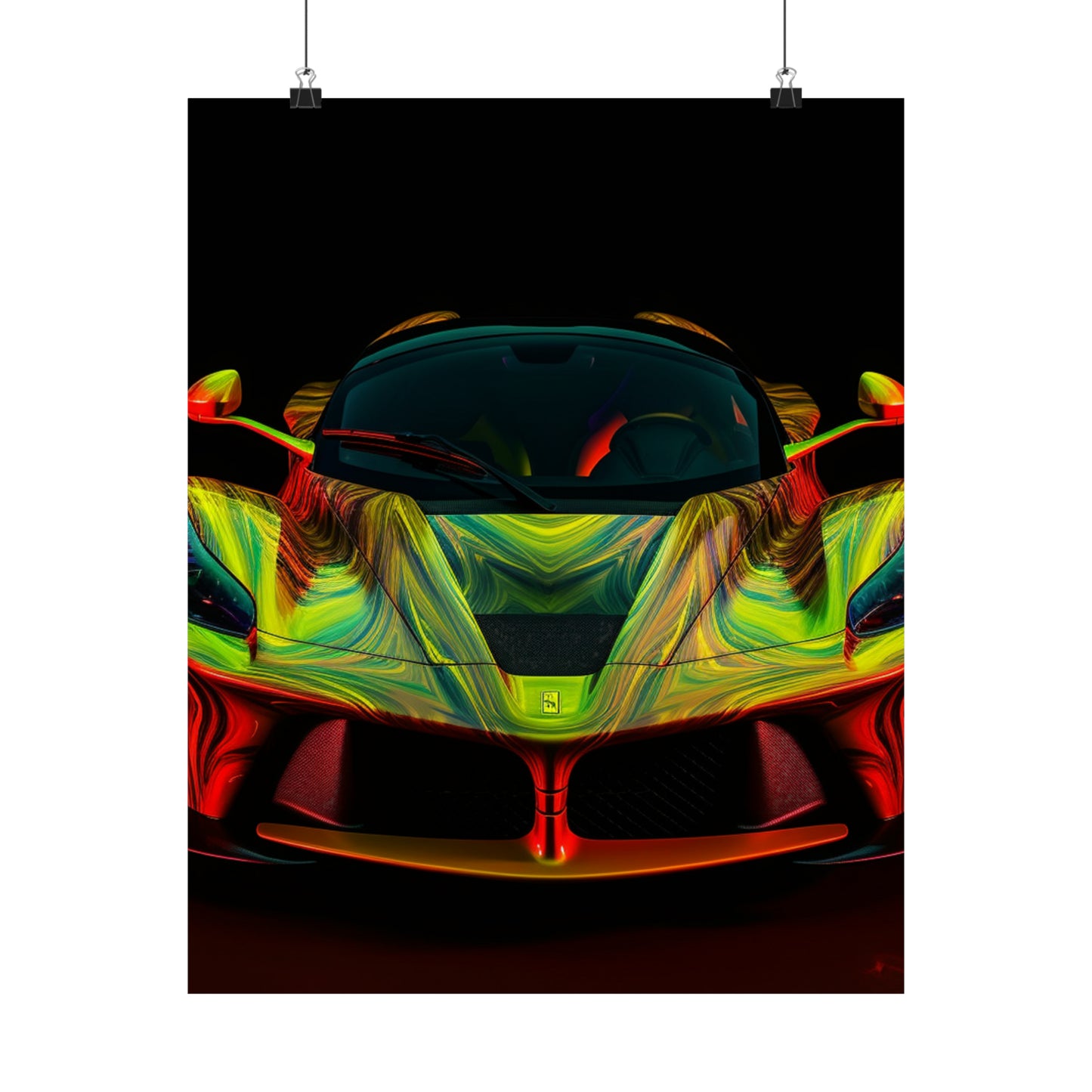 Premium Matte Vertical Posters Ferrari Neon 1