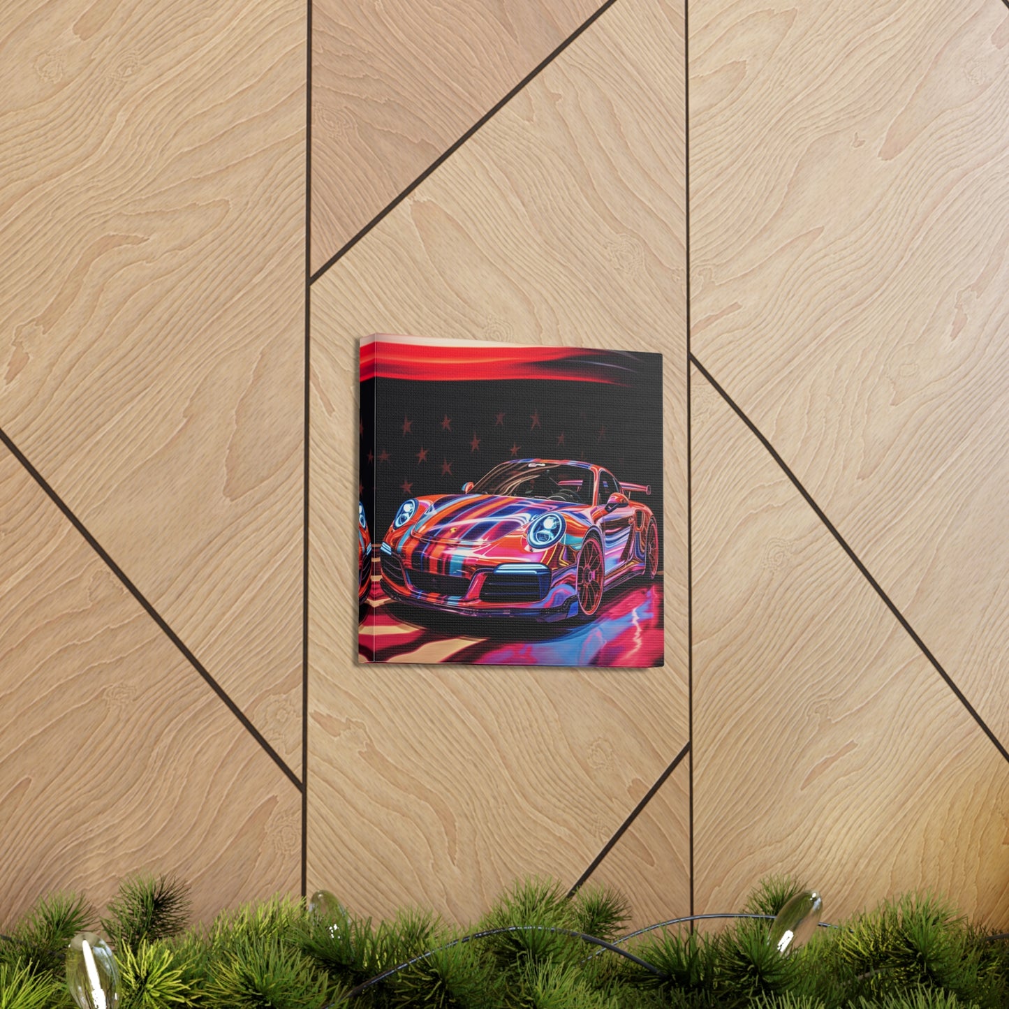 Canvas Gallery Wraps American Flag Colored Porsche 2