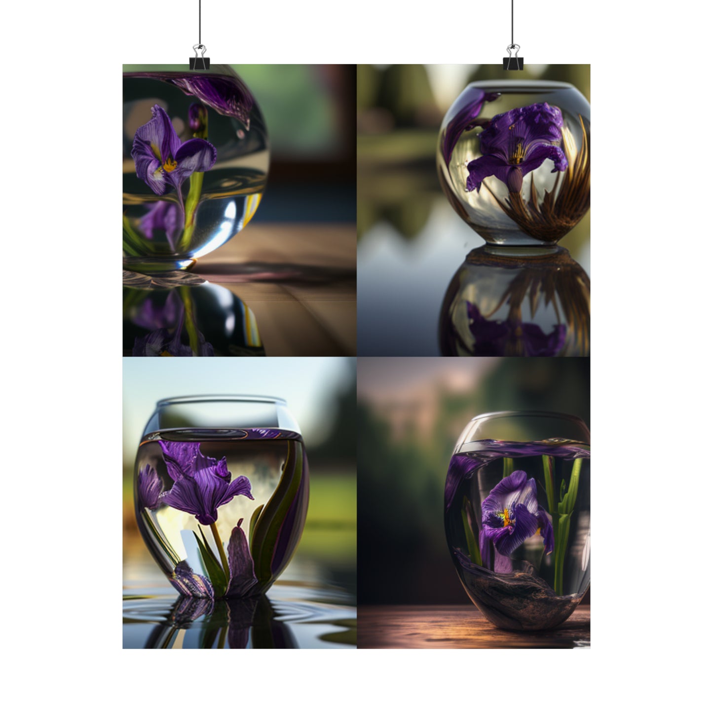 Premium Matte Vertical Posters Purple Iris in a vase 5