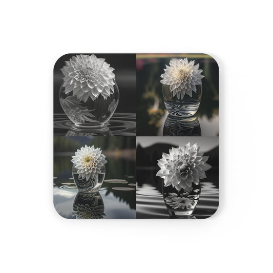 Corkwood Coaster Set White Dahlia 5