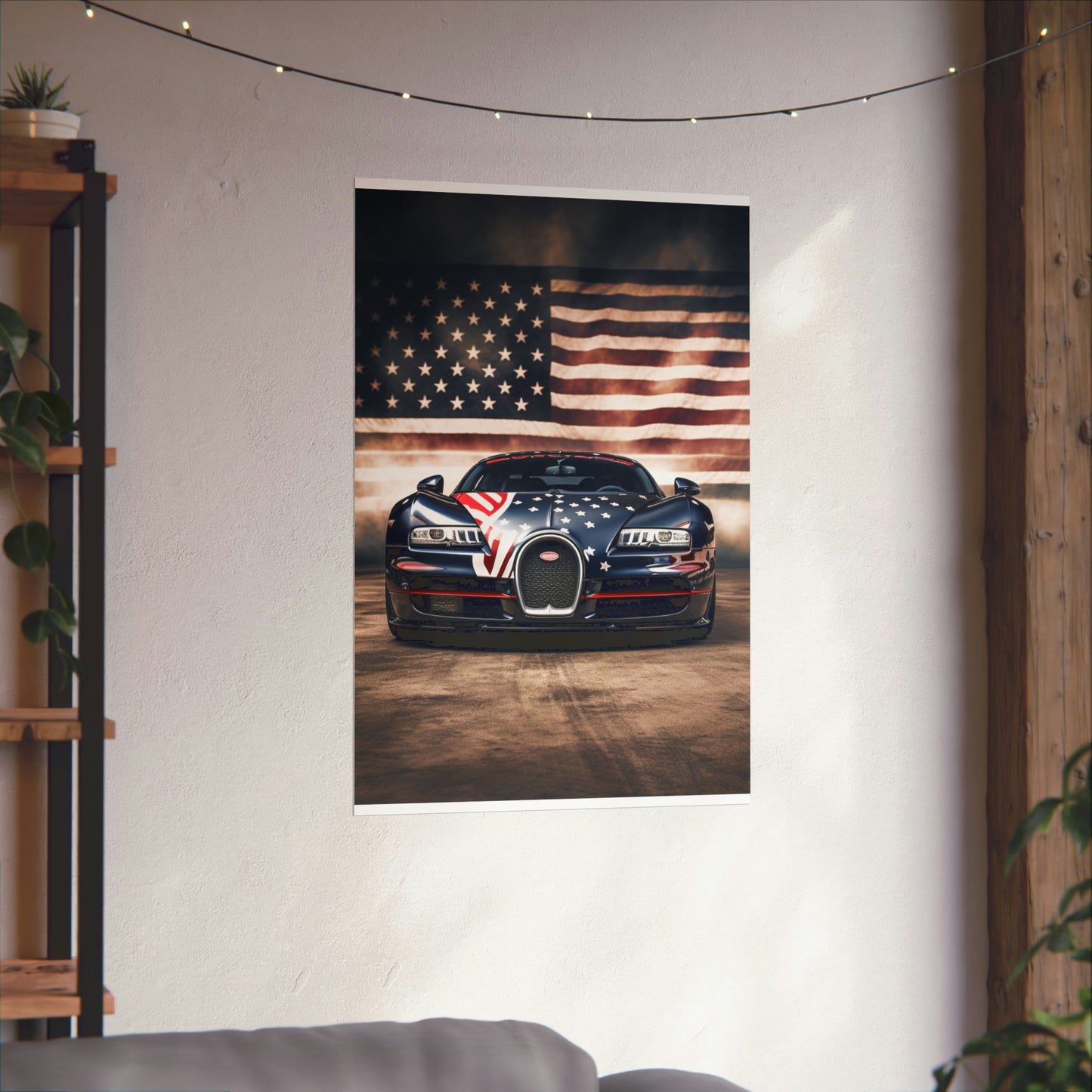 Premium Matte Vertical Posters Bugatti American Flag 2