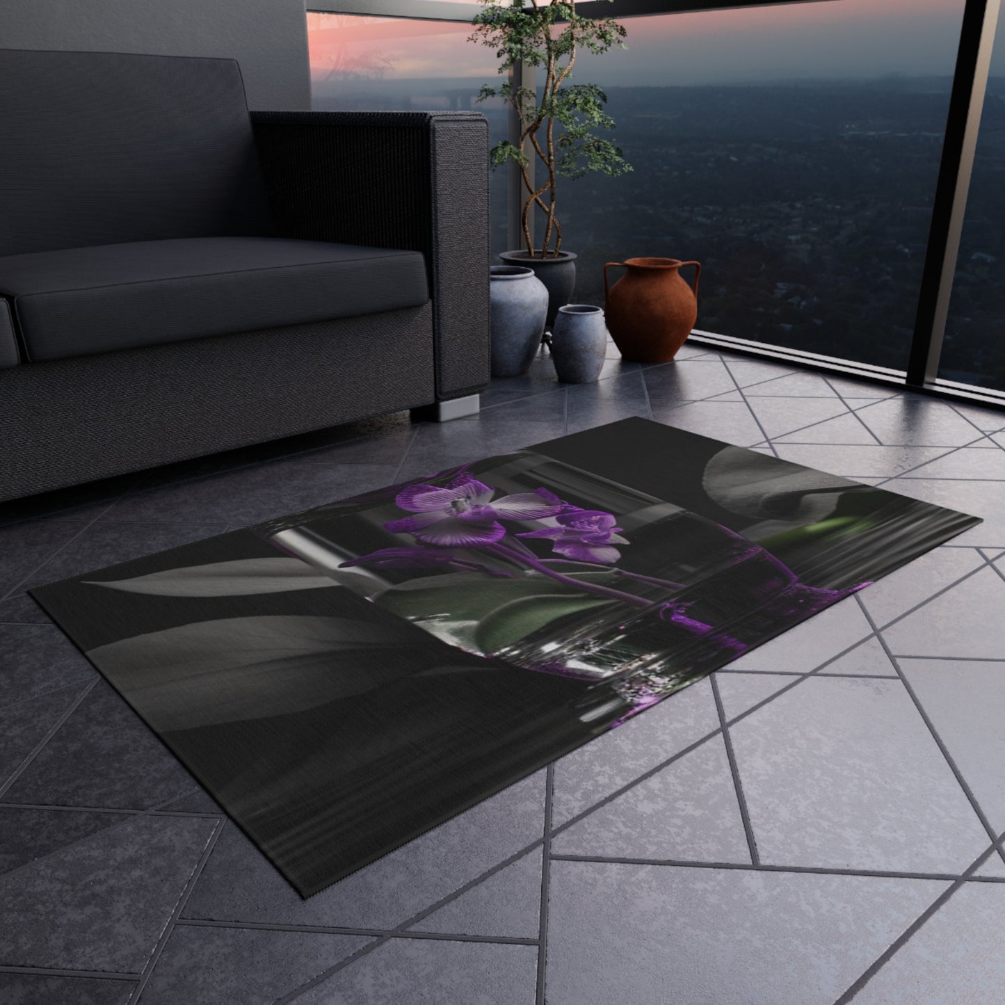 Outdoor Rug  Purple Orchid Glass vase 1