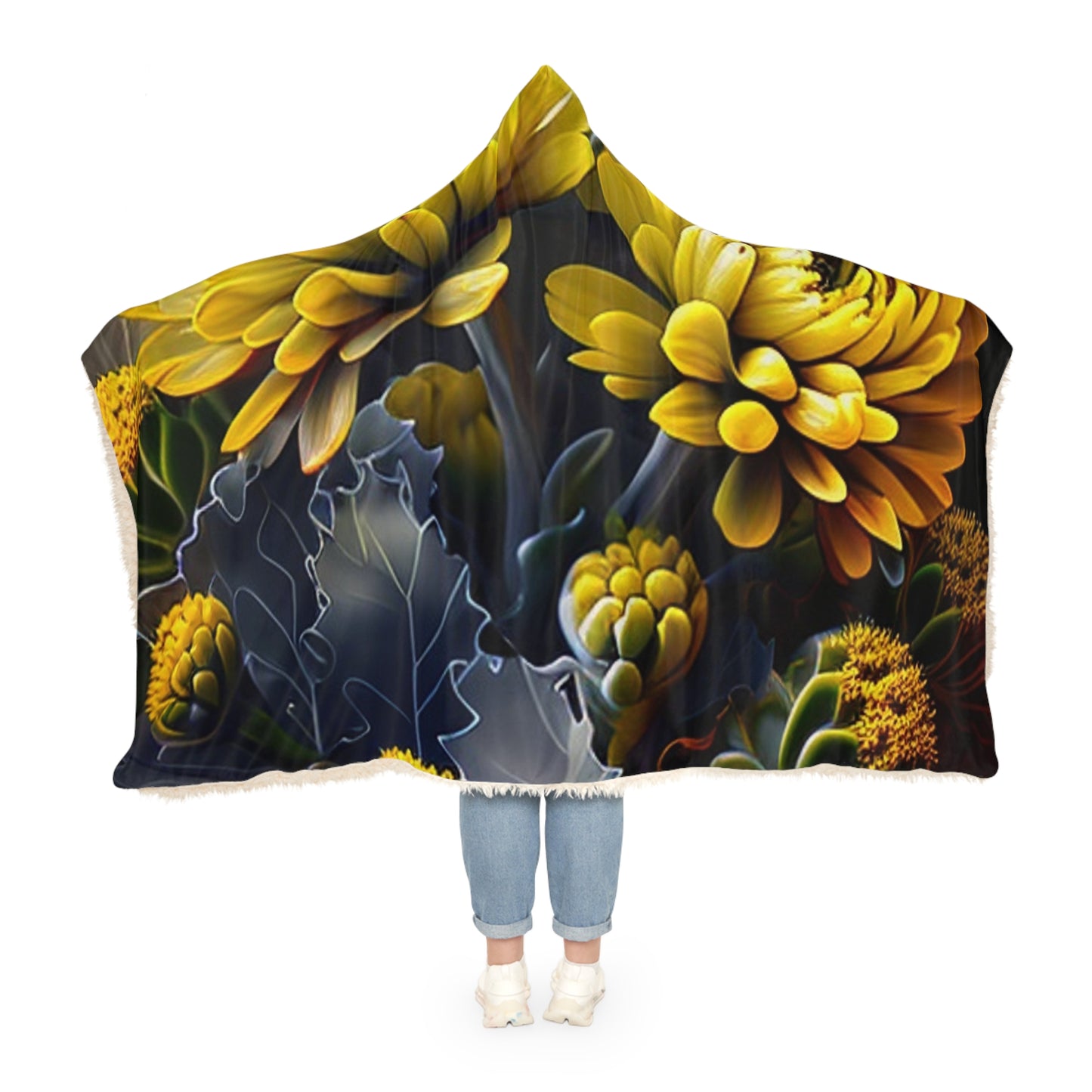 Snuggle Hooded Blanket Yellow Hermosas Flores Amarillas 1