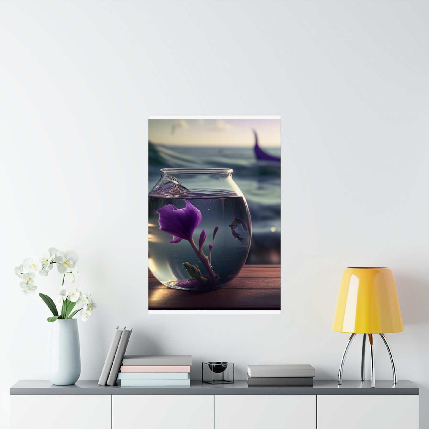 Premium Matte Vertical Posters Purple Sweet pea in a vase 1