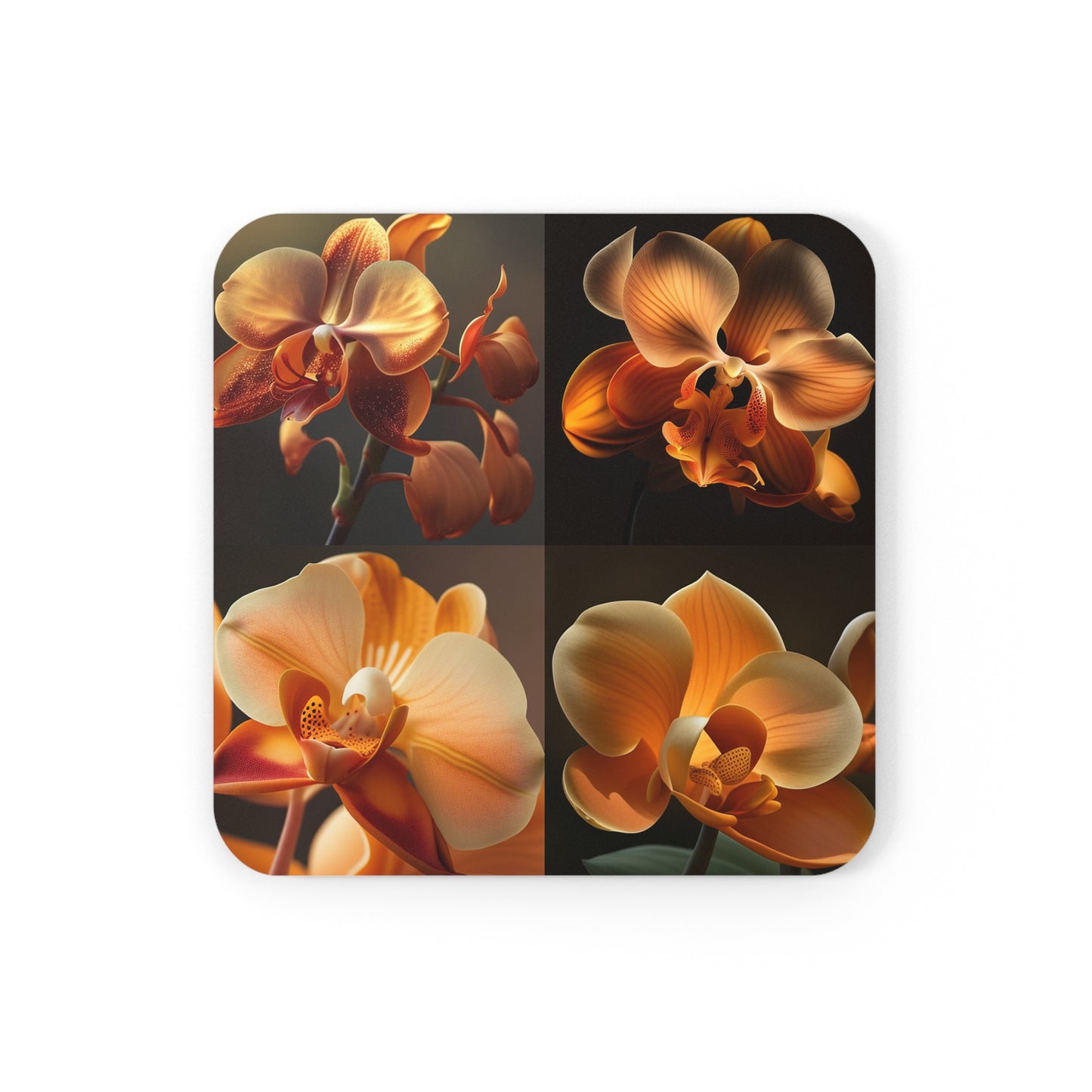 Cork Back Coaster Orange Orchid 5