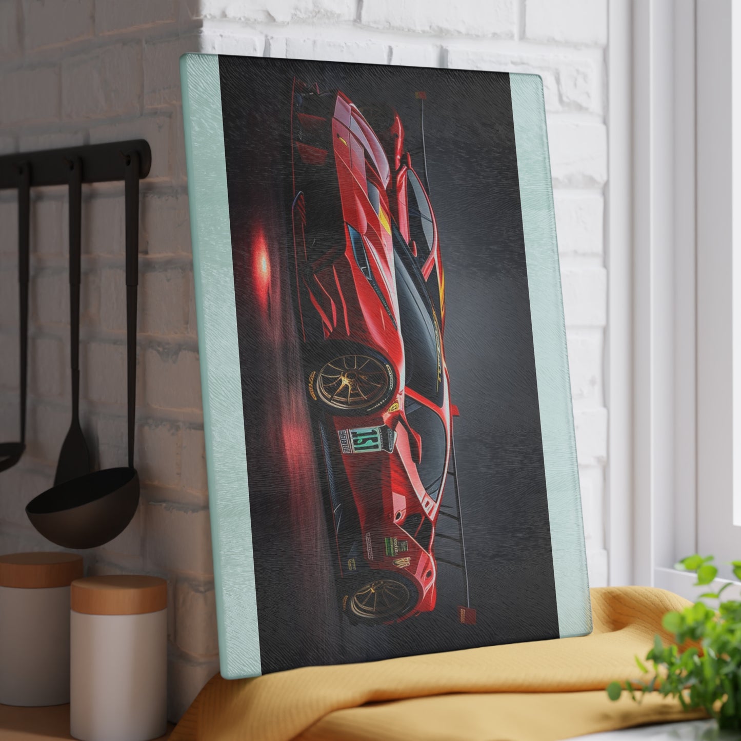 Glass Cutting Board Ferrari Red 2