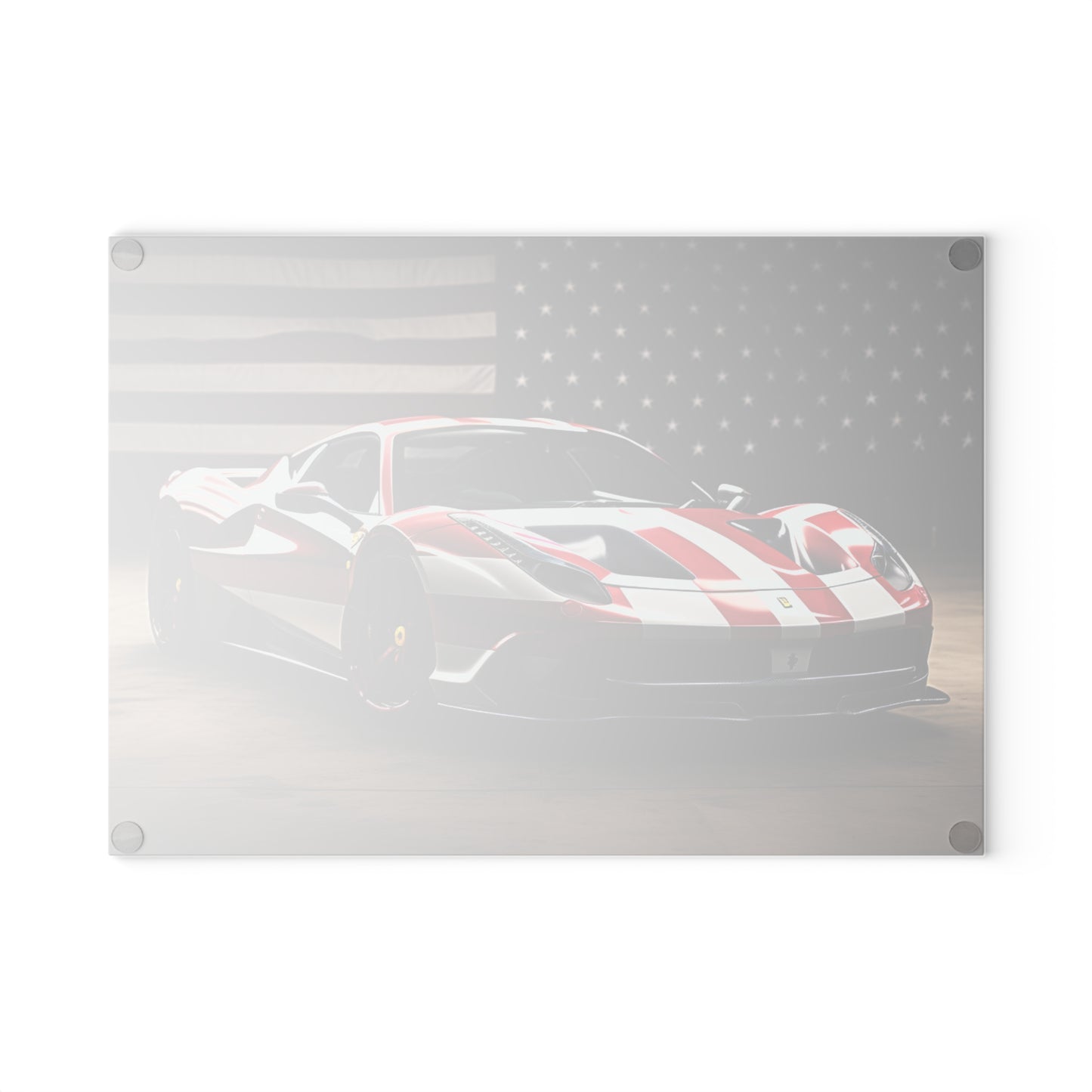 Glass Cutting Board American Flag Background Ferrari 2