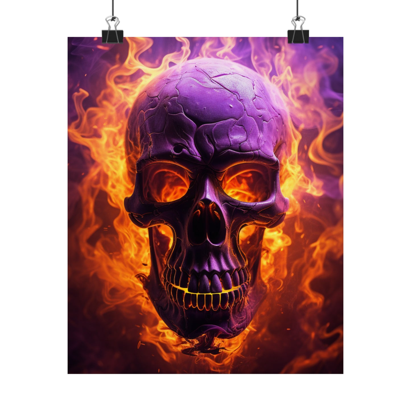 Premium Matte Vertical Posters Skull Flames 3