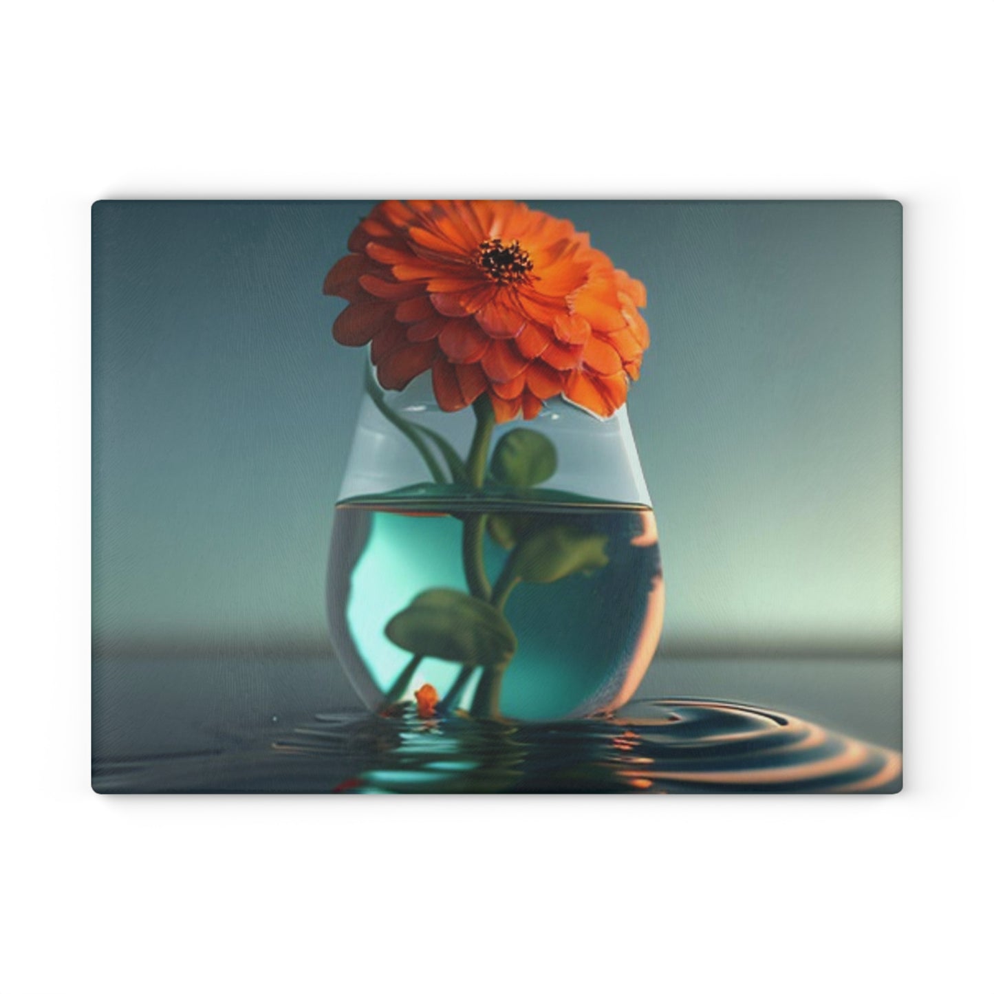 Glass Cutting Board Orange Zinnia 1