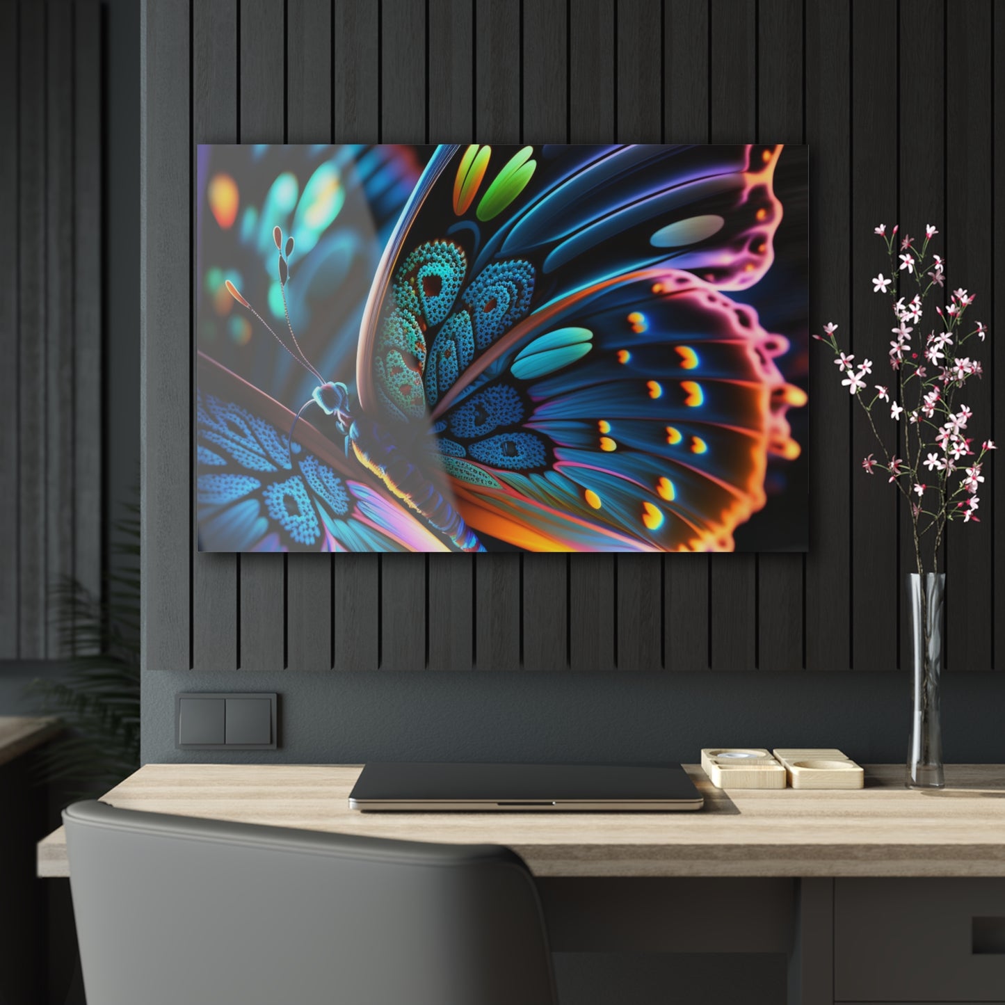 Acrylic Prints Neon Butterfly Macro 2