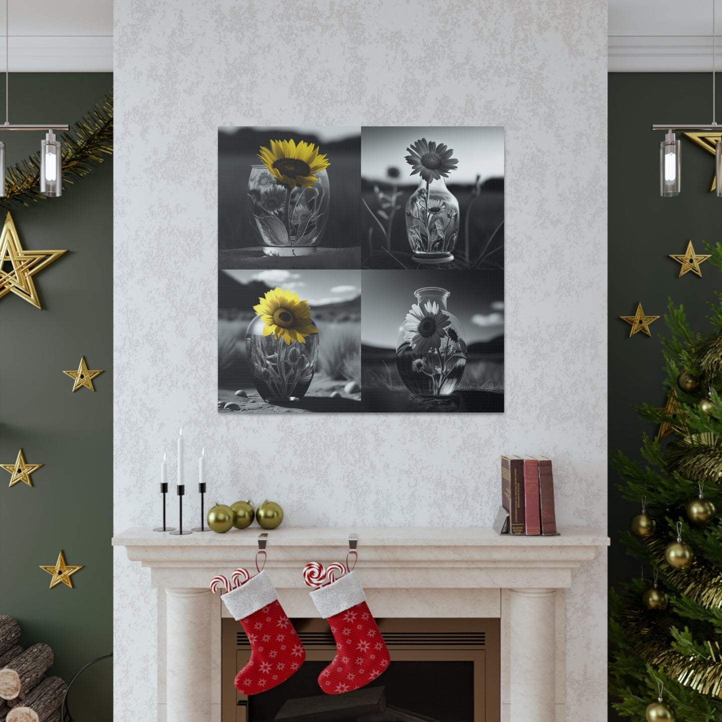 Canvas Gallery Wraps Yellw Sunflower in a vase 5