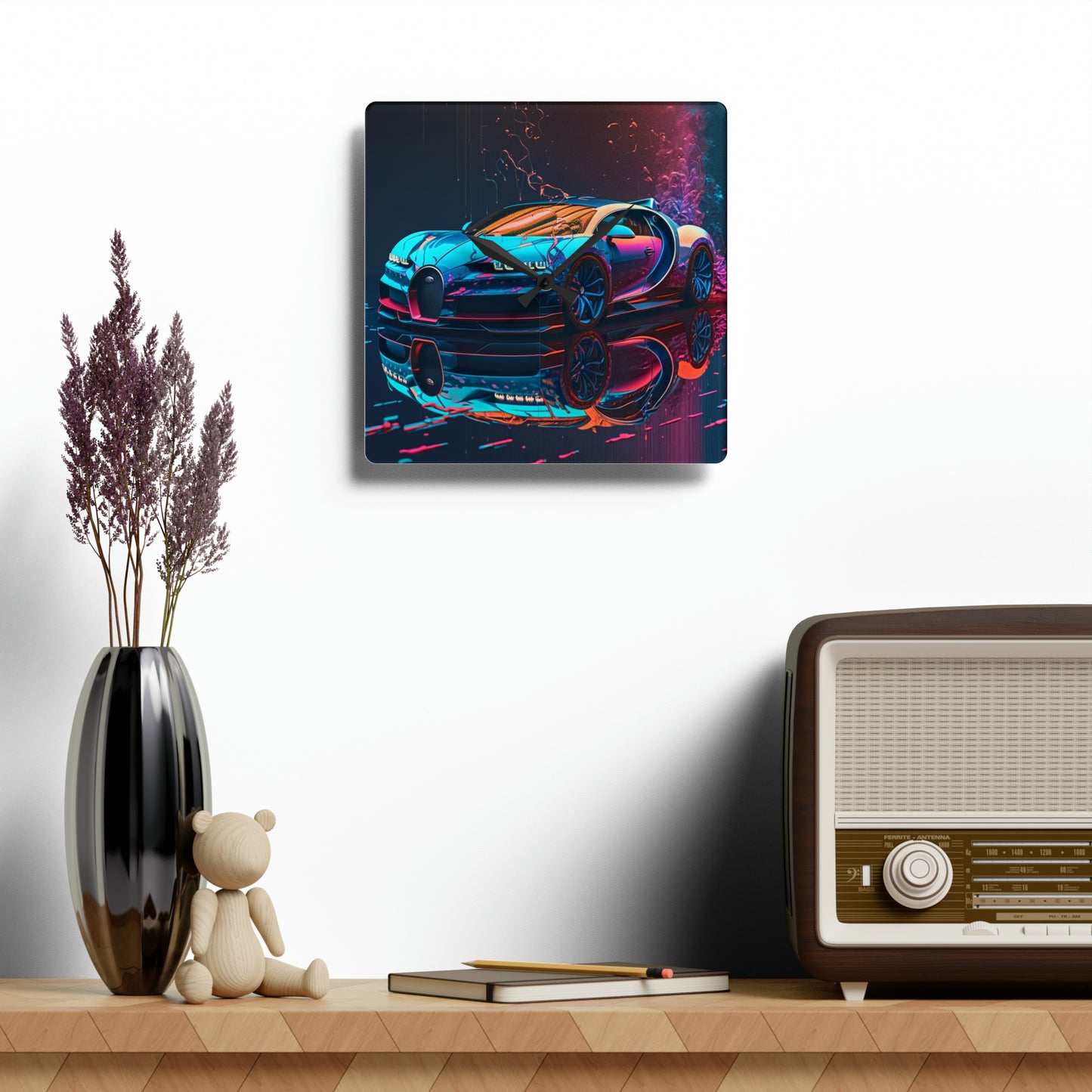 Acrylic Wall Clock Bugatti Neon Chiron 4