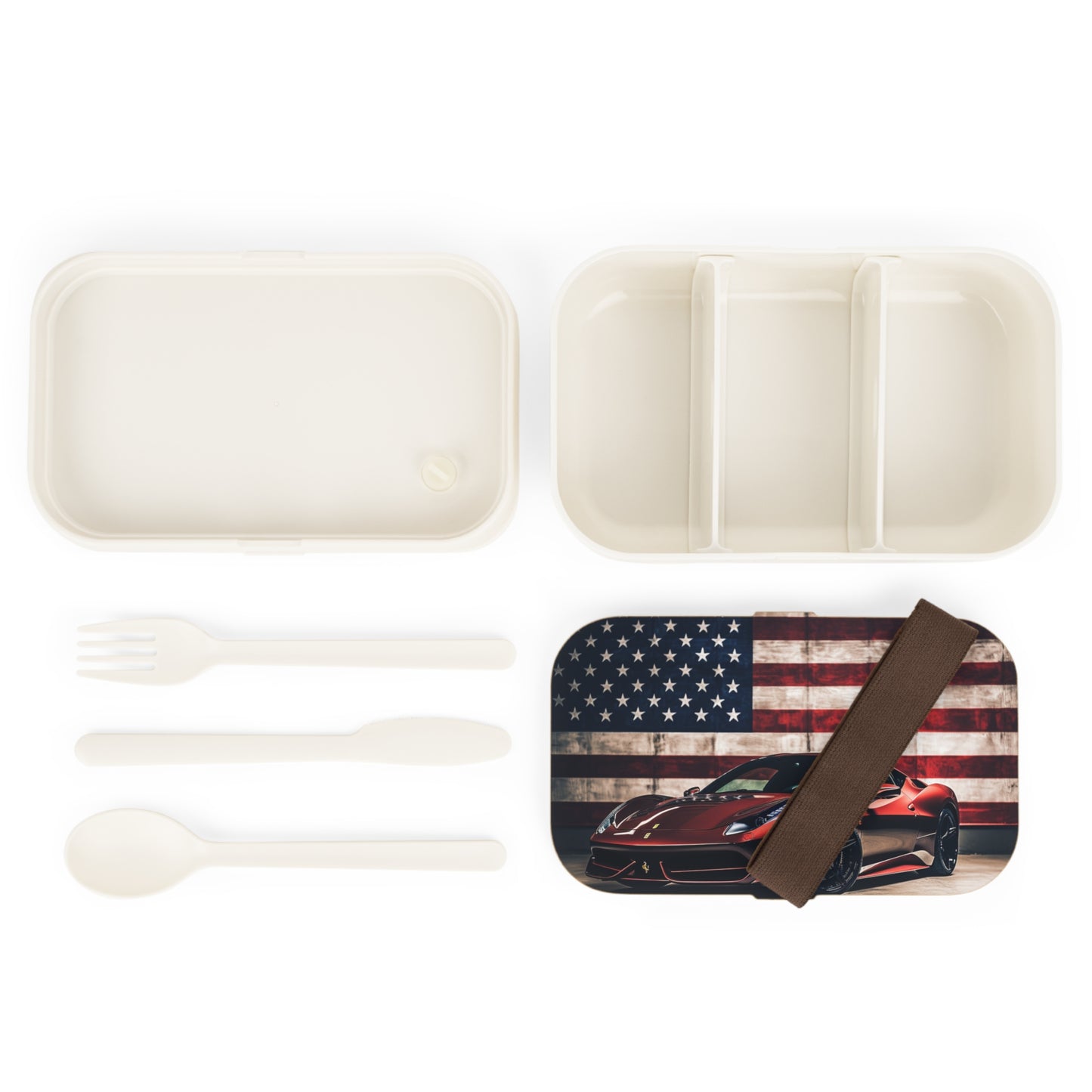 Bento Lunch Box American Flag Background Ferrari 4