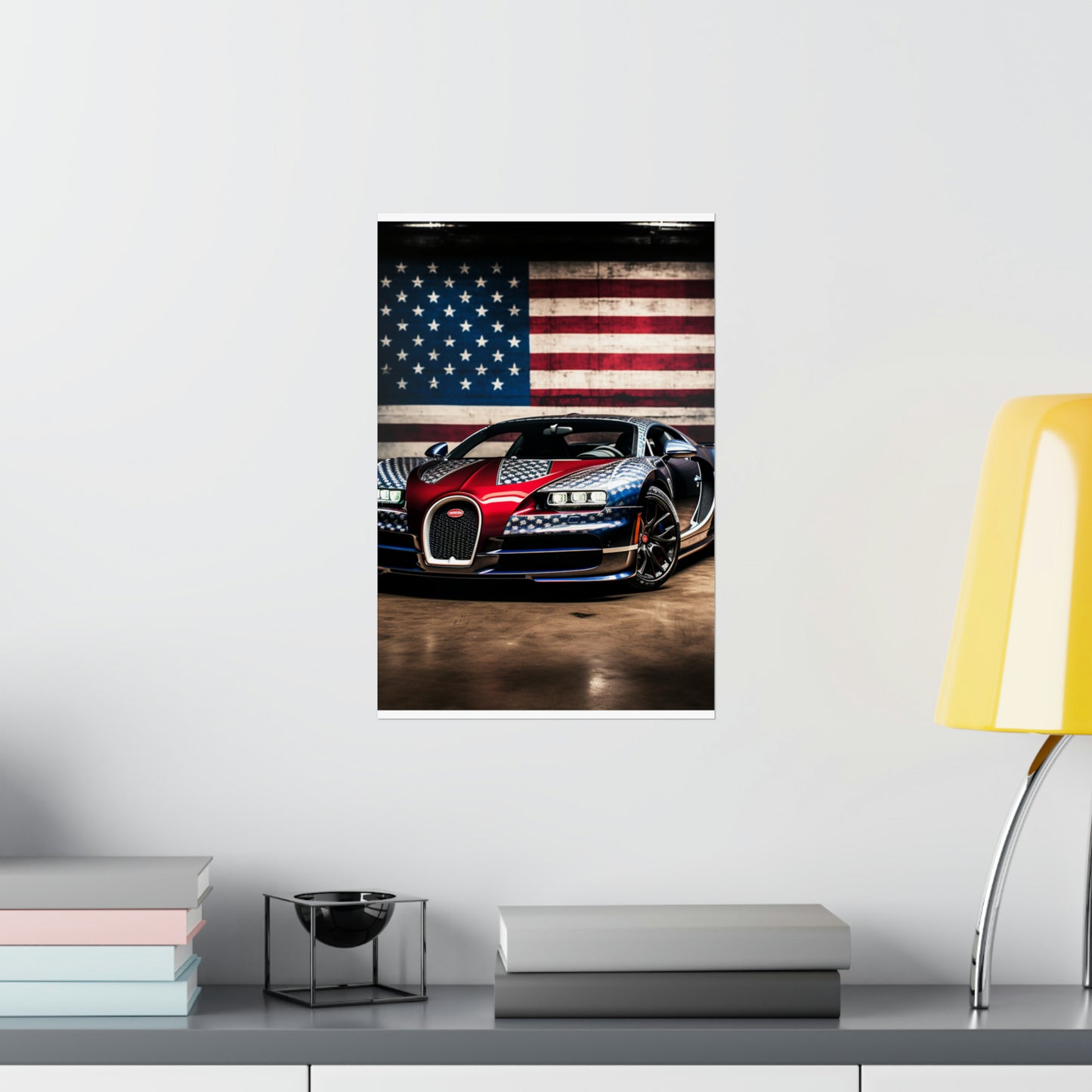 Premium Matte Vertical Posters Bugatti American Flag 1