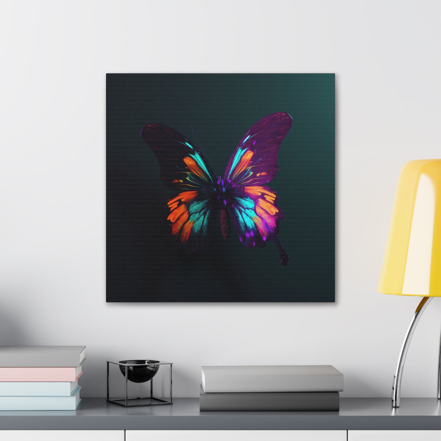 Canvas Gallery Wraps Hyper Colorful Butterfly Purple 4