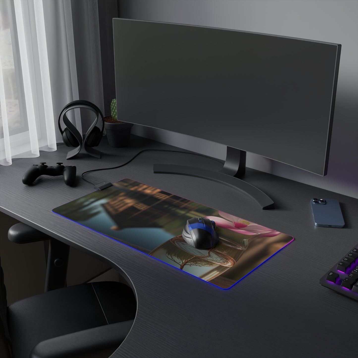 LED Gaming Mouse Pad Magnolia in a Glass vase 1