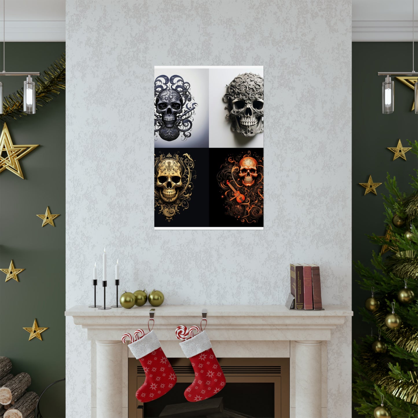 Premium Matte Vertical Posters Skull Treble Clef 5