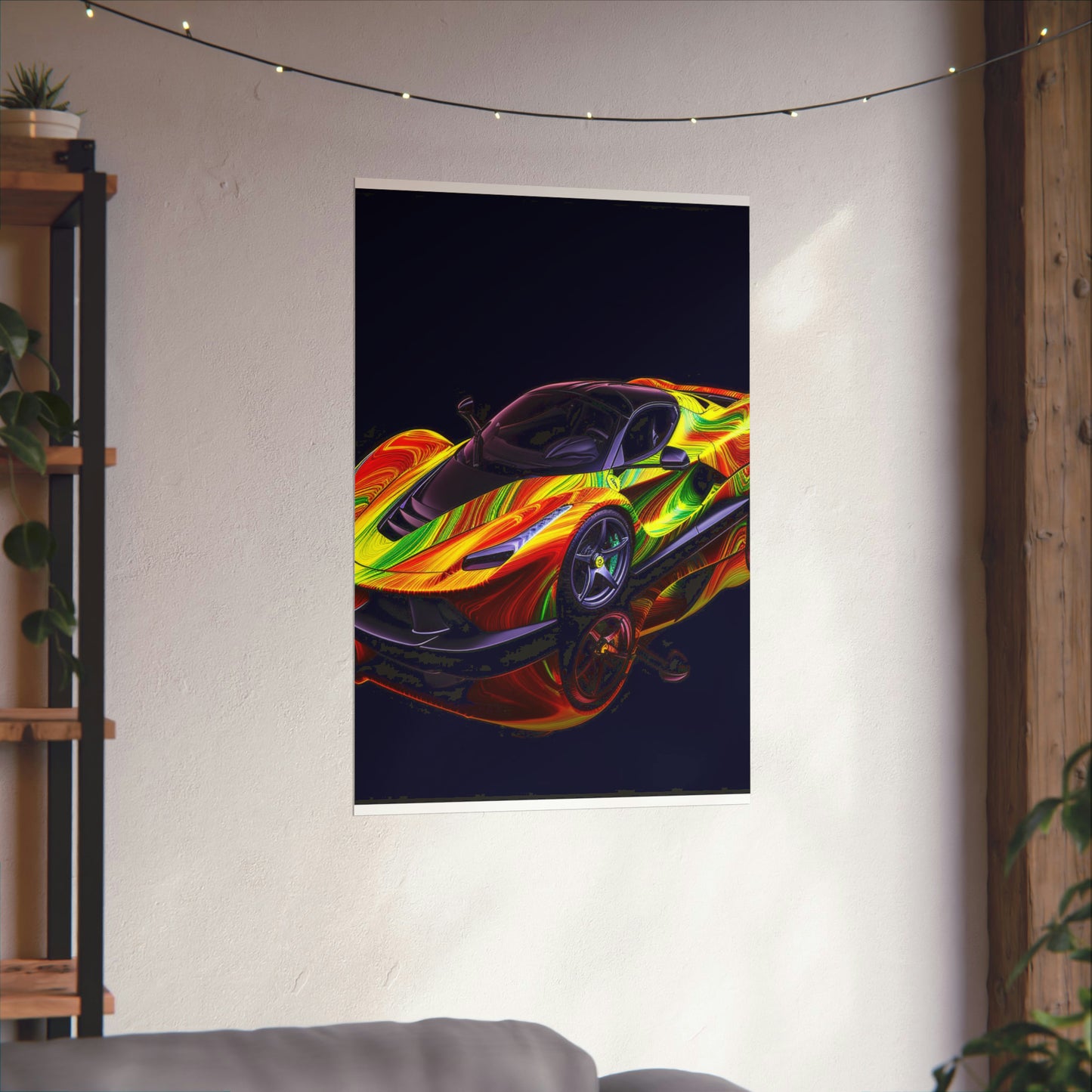 Premium Matte Vertical Posters Ferrari Neon 4