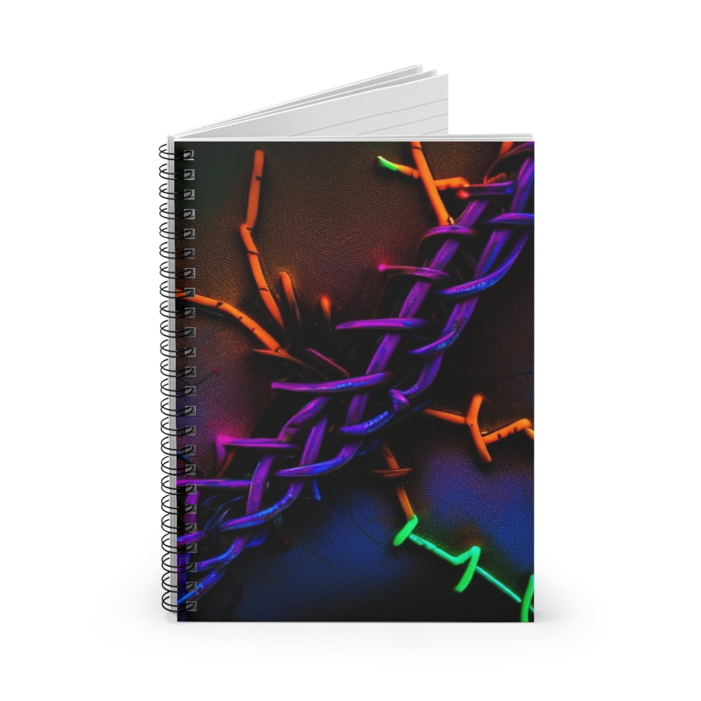 Spiral Notebook - Ruled Line Macro Neon Barbs 2