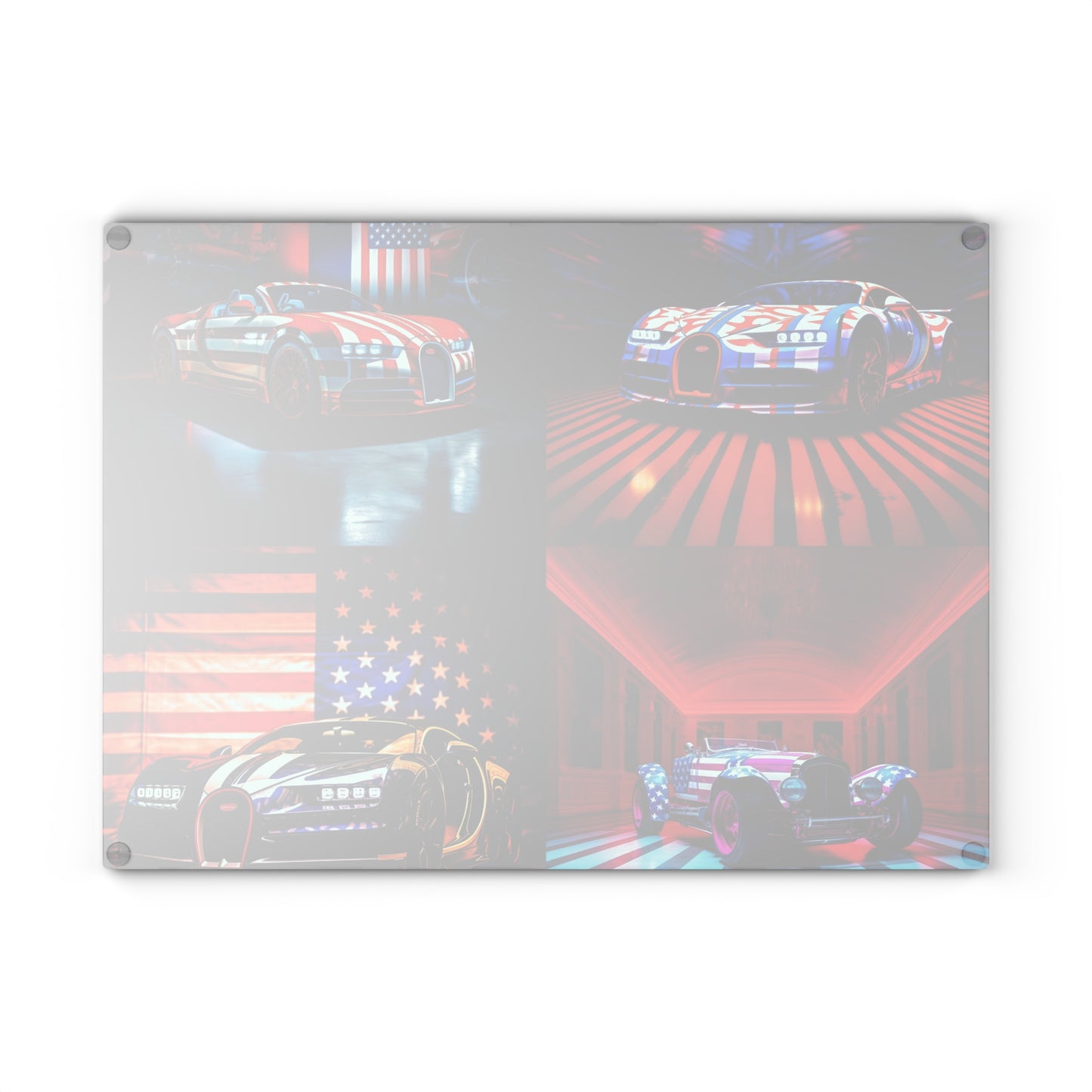 Glass Cutting Board Macro Bugatti American Flag 5